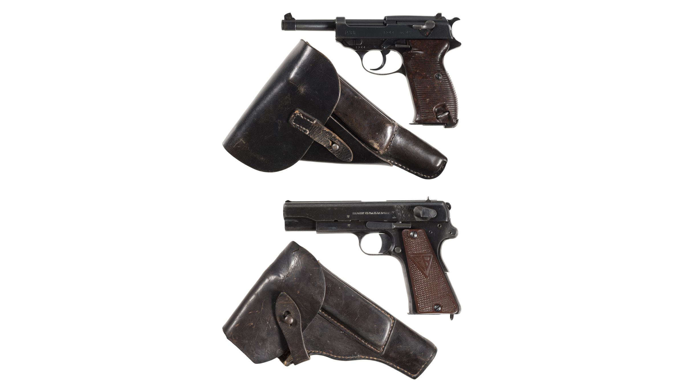 Two World War Ii German Semi Automatic Pistols With Holsters Rock