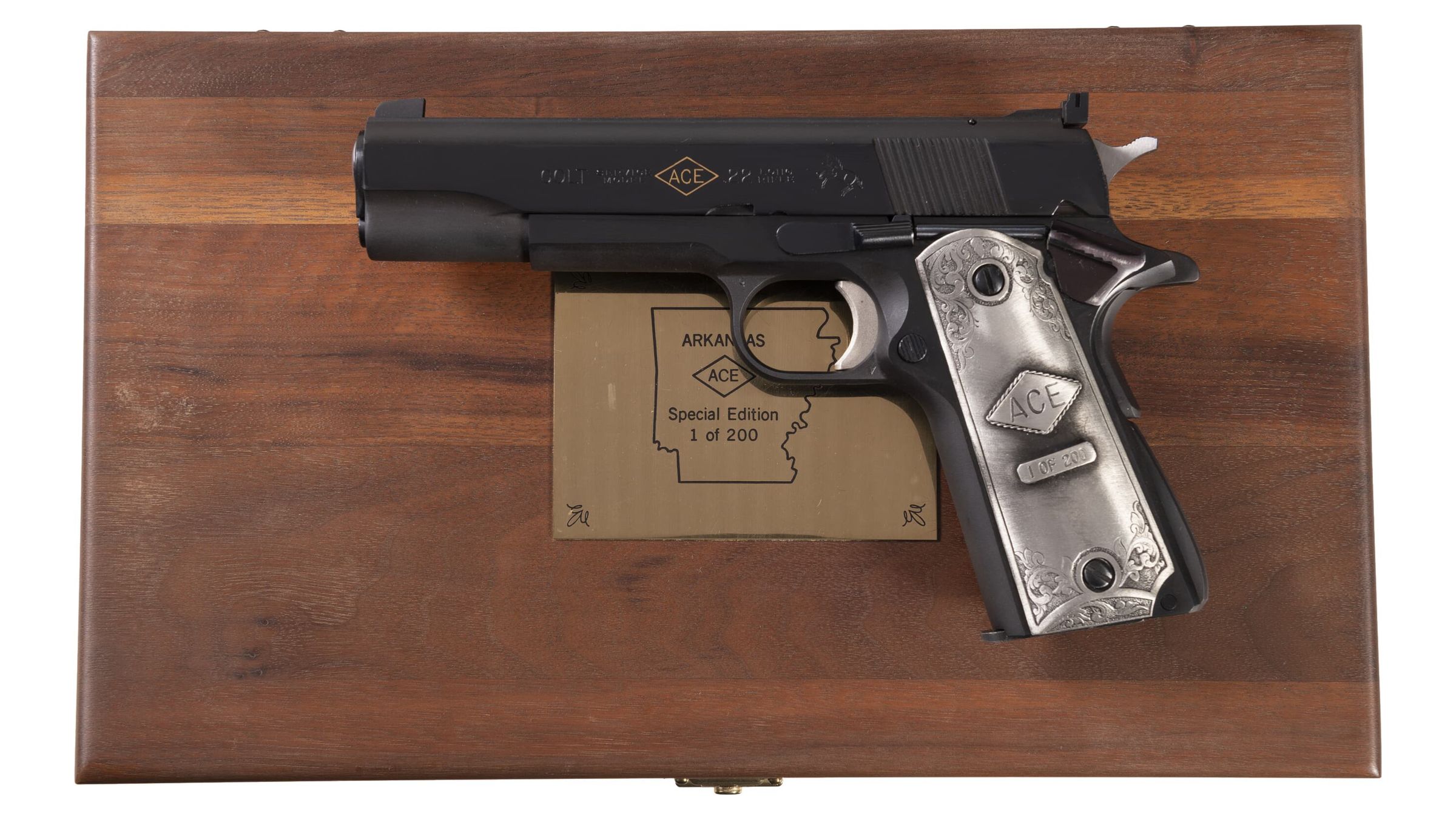 Cased Colt Service Model Ace Arkansas Special Edition Pistol Rock