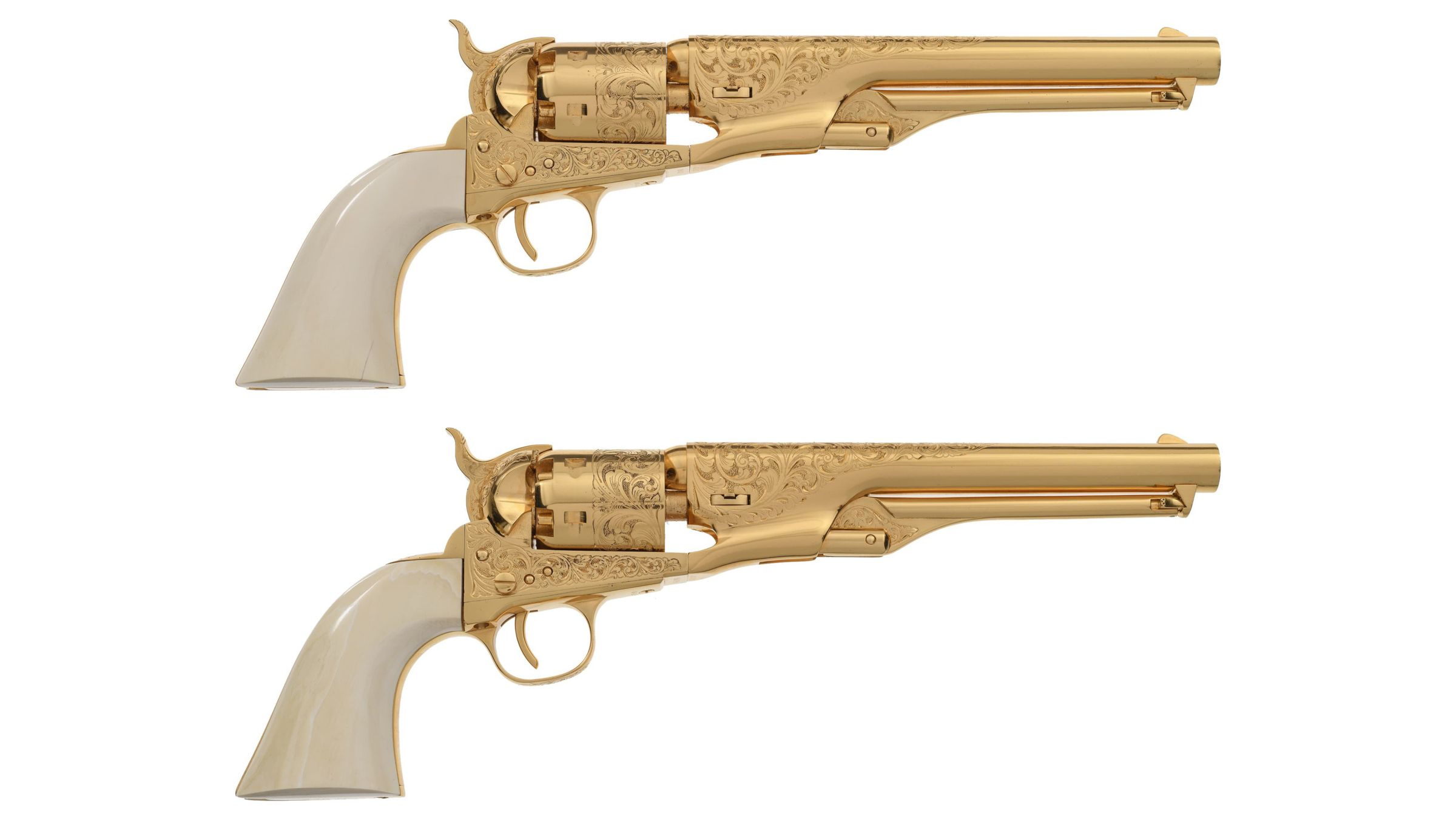 Gold Plated/Engraved Reproduction Colt Model 1861 Navy Revolvers