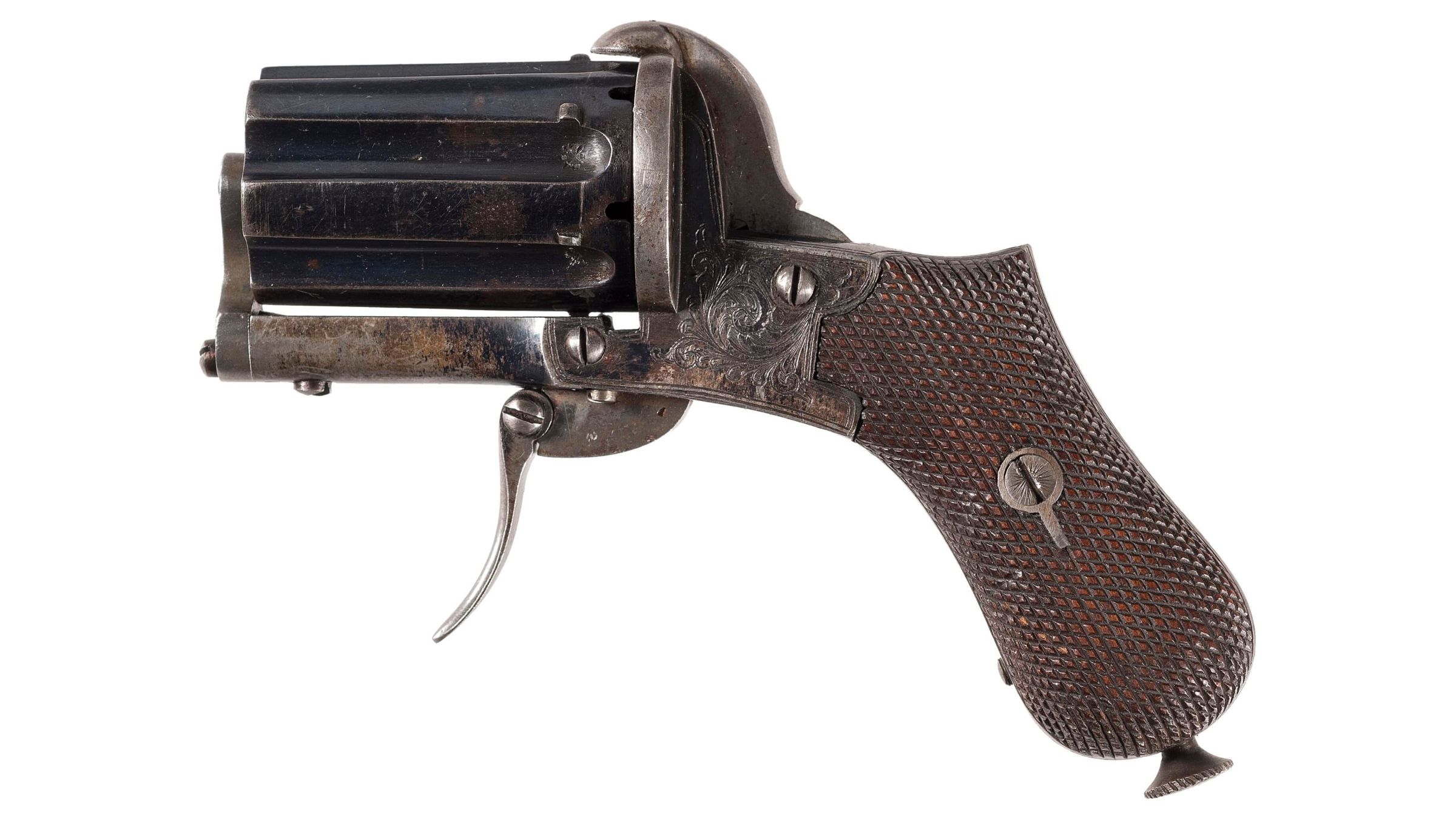 Engraved Meyers Double Action Pinfire Pepperbox Revolver Rock Island Auction 9239