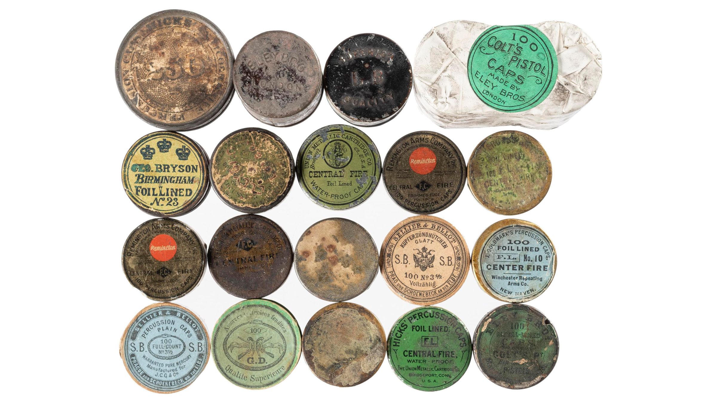 Grouping Of Assorted Cap Tins Rock Island Auction