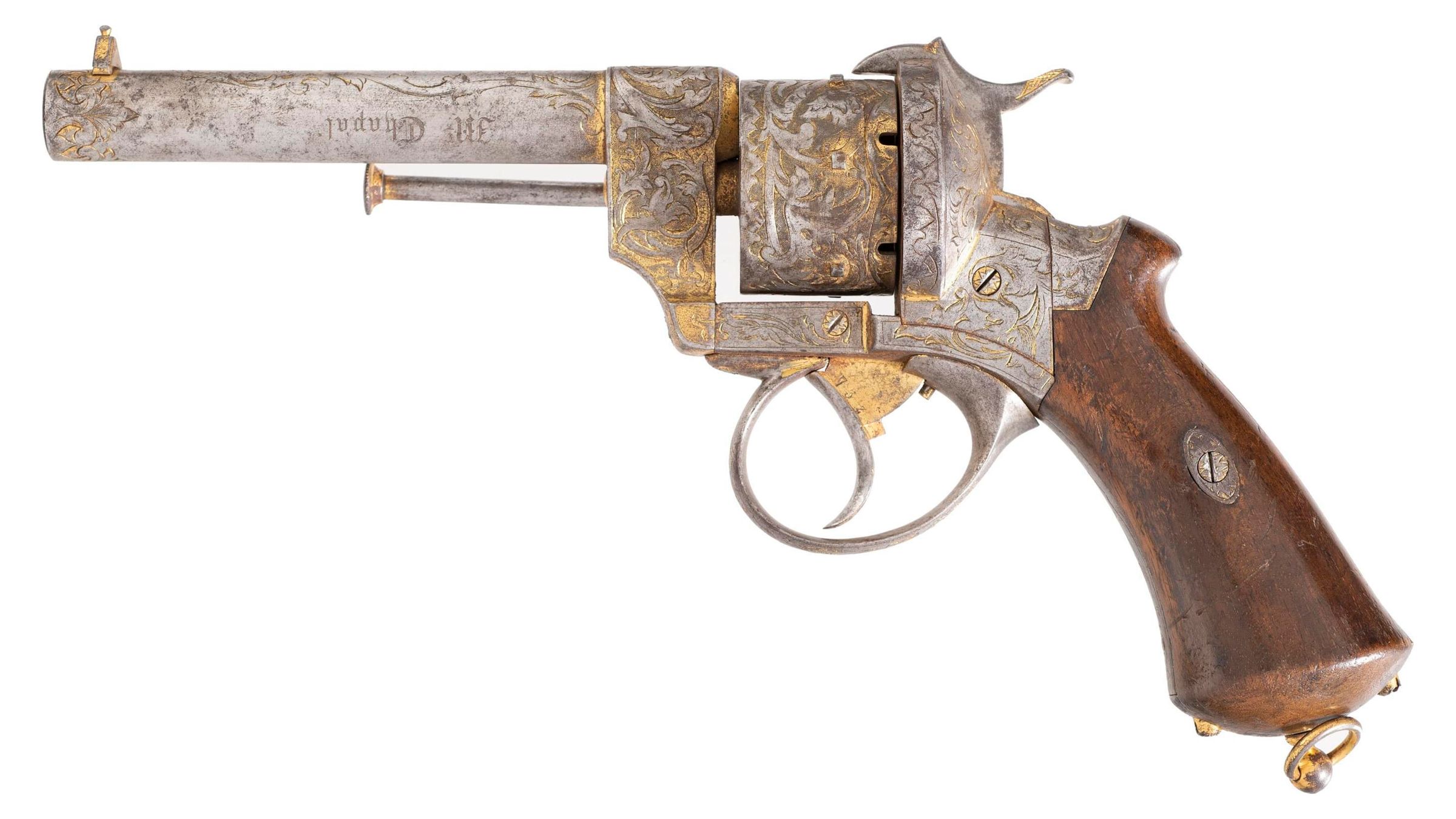 Engraved Inscribed Eugene Lefaucheux Pinfire Revolver Rock Island Auction 6164