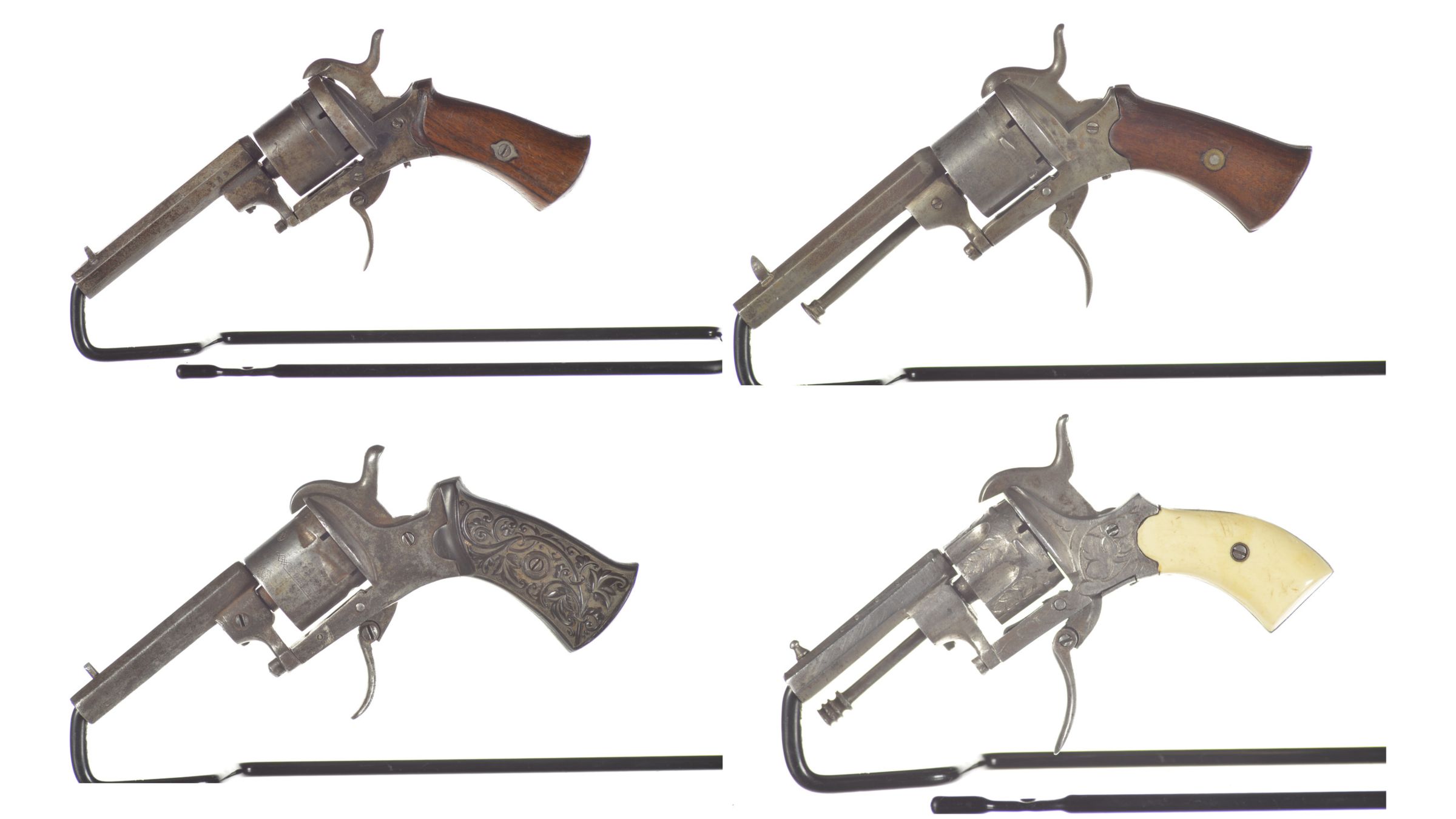 Four Antique European Folding Trigger Pinfire Revolvers Rock Island Auction 5129