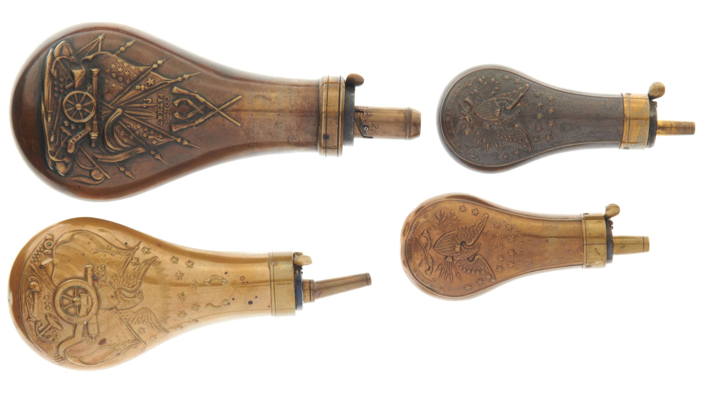 Four Powder Flasks | Rock Island Auction