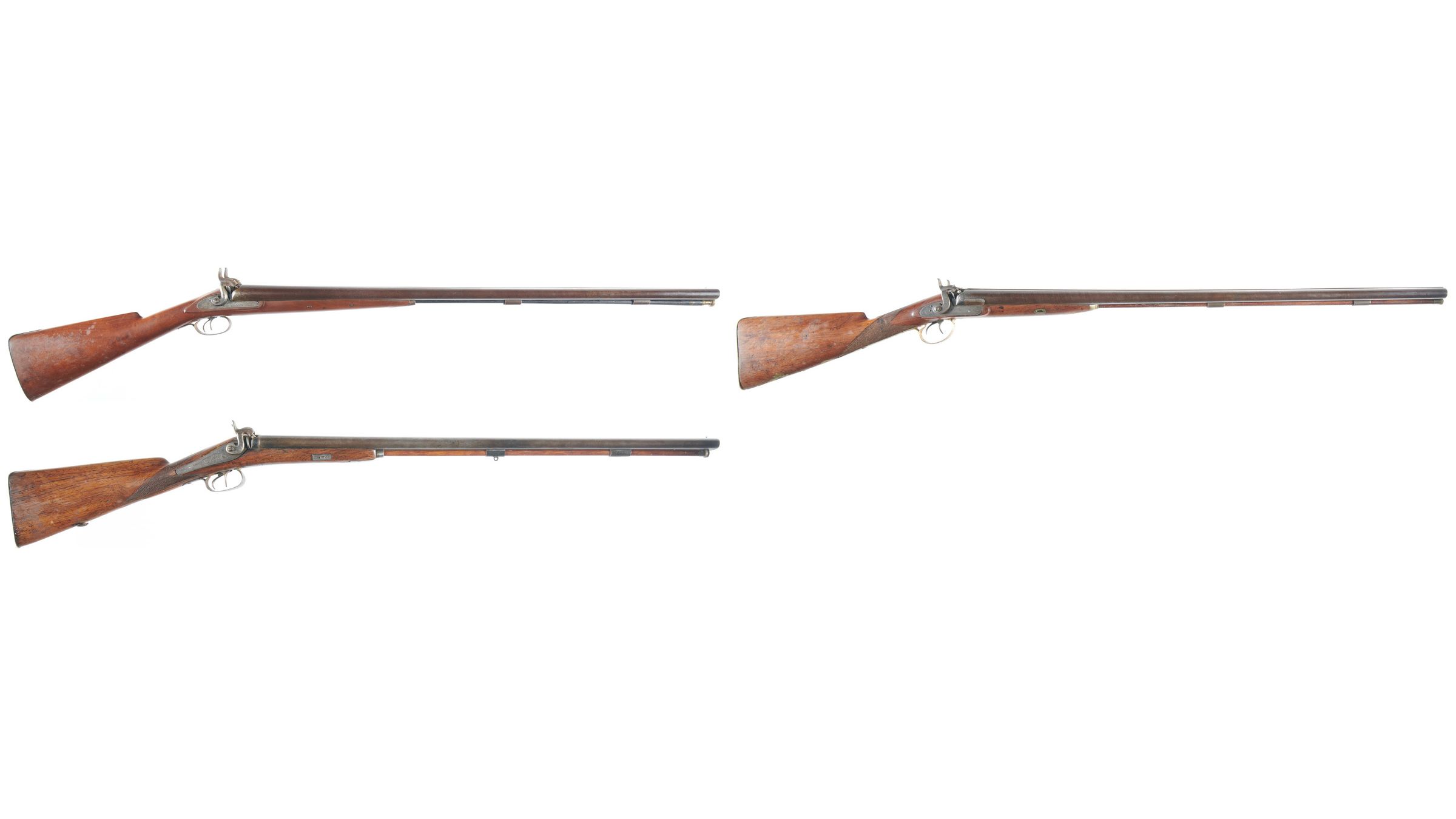 Three Antique Percussion Double Barrel Shotguns | Rock Island Auction