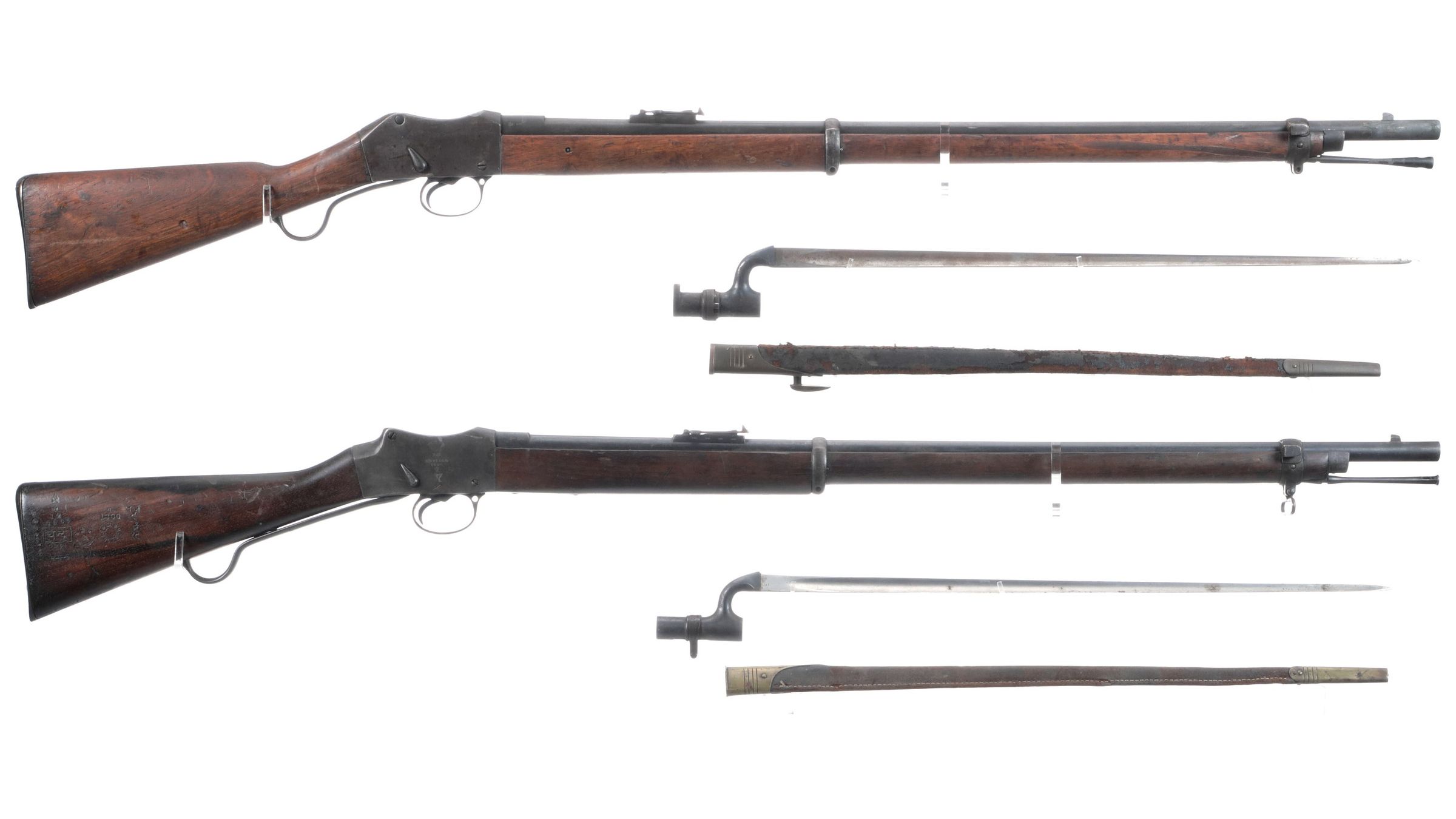 Two British MartiniHenry Military Rifles with Rock Island