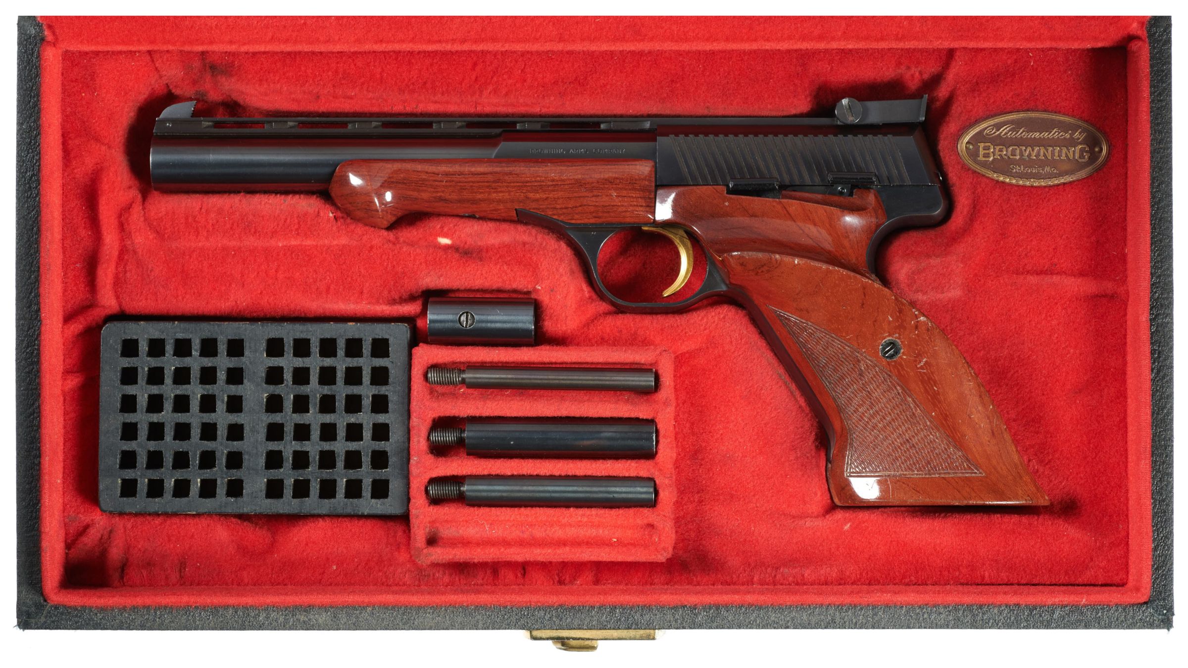 Belgian Browning Medalist Semi Automatic Pistol With Case Rock Island Auction 9995