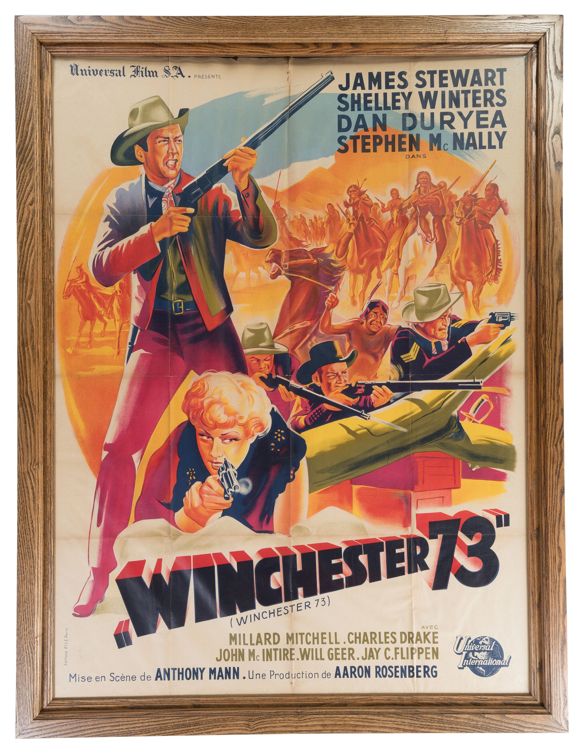 Massive Framed "Winchester '73" Movie LobbySize Poster Rock Island