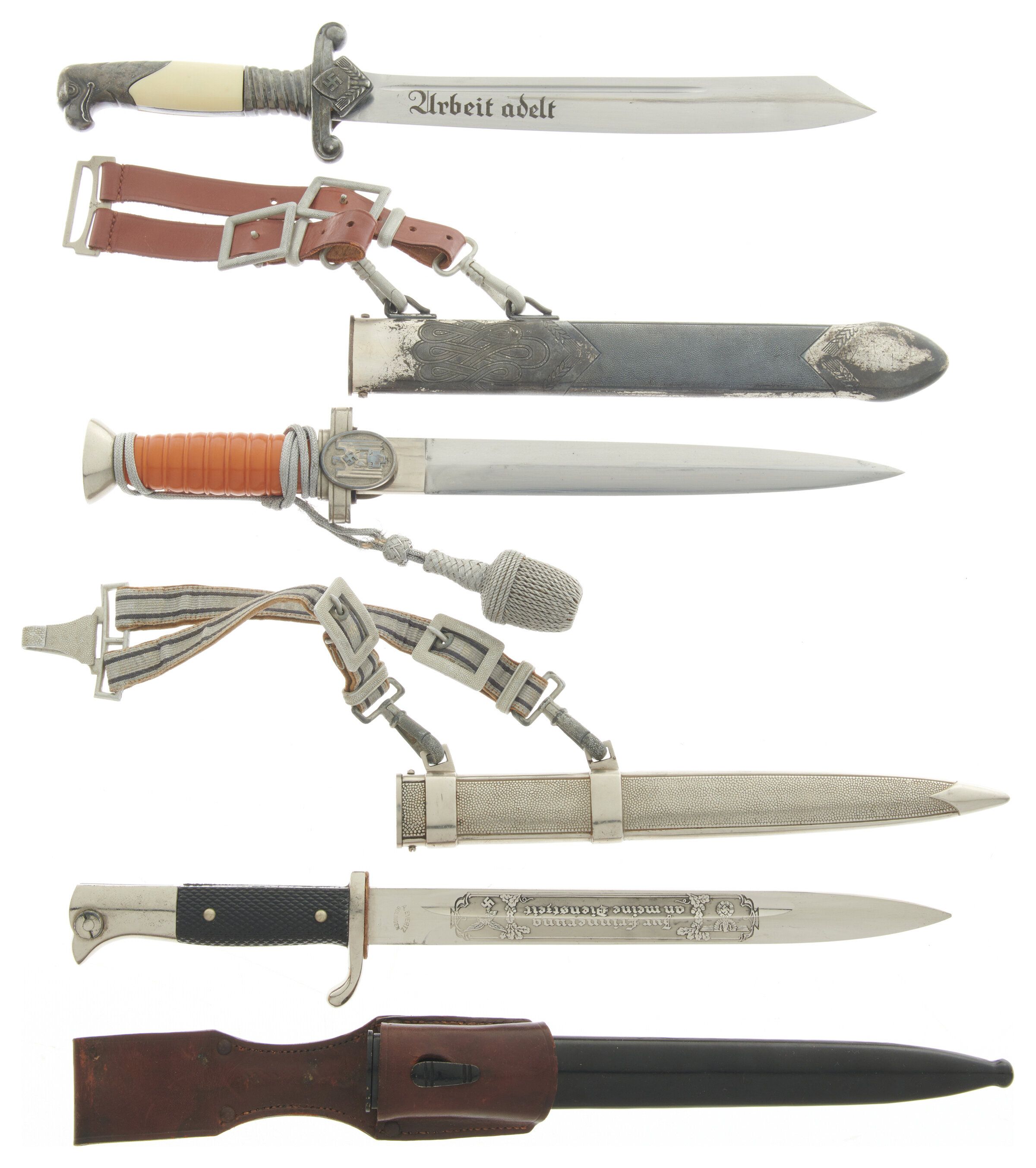 Two German Dress Daggers and One Dress Bayonet with Scabbards | Rock ...