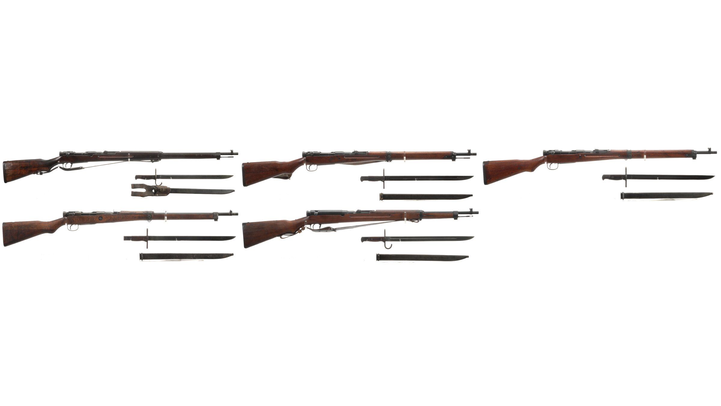 Five Japanese Arisaka Bolt Action Long Guns with Rock Island