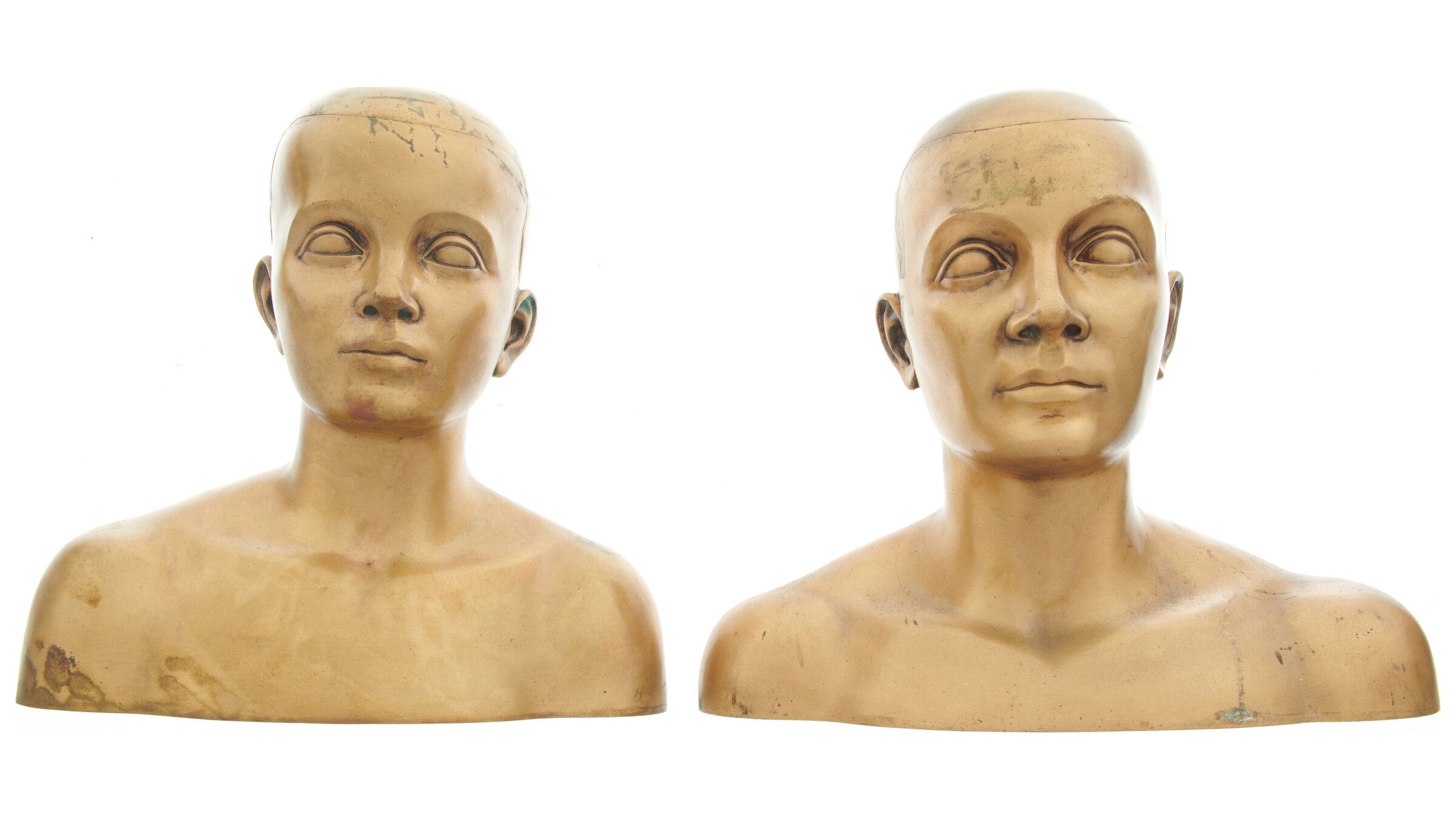 Two Documented Anthropometric Analogous Brass Mannequin Heads | Rock ...