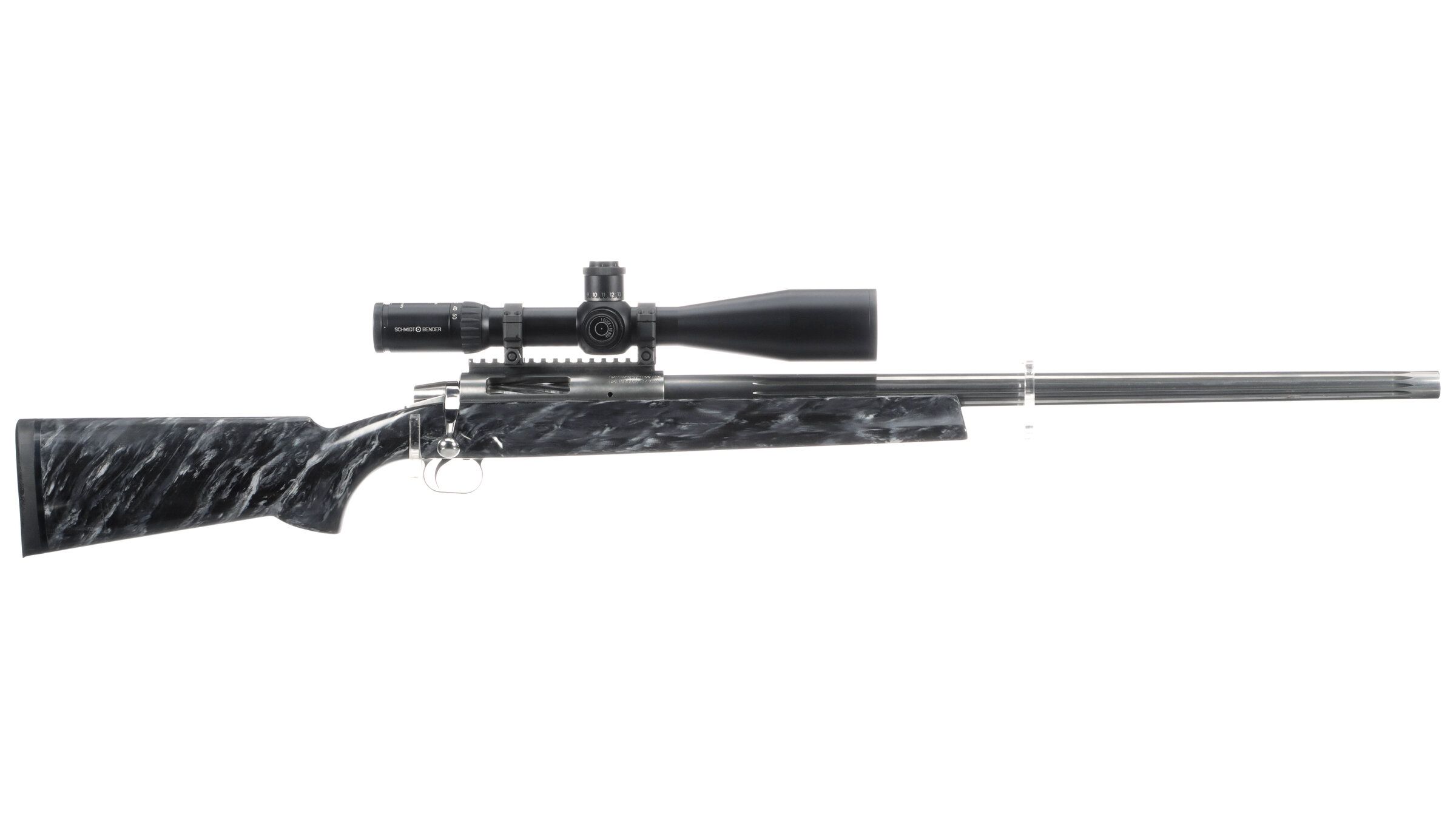 Scoped Bat Machine Co. Benchrest Single Shot Bolt Action Rifle | Rock