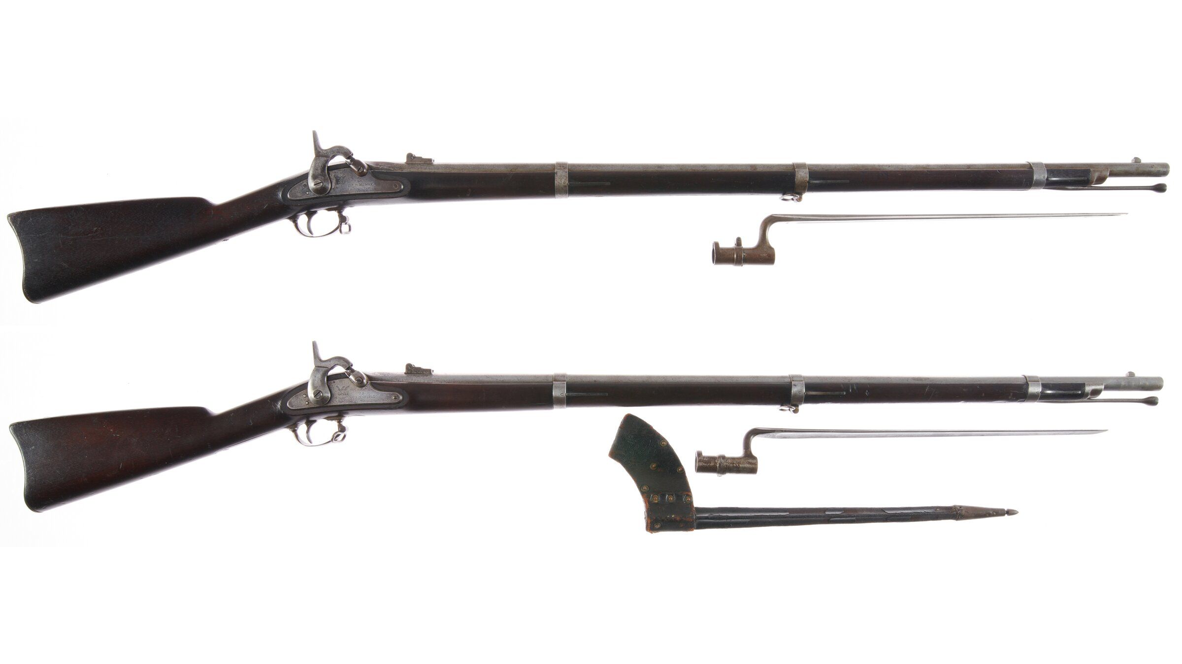 two-civil-war-model-1861-percussion-rifle-muskets-with-bayonets-rock