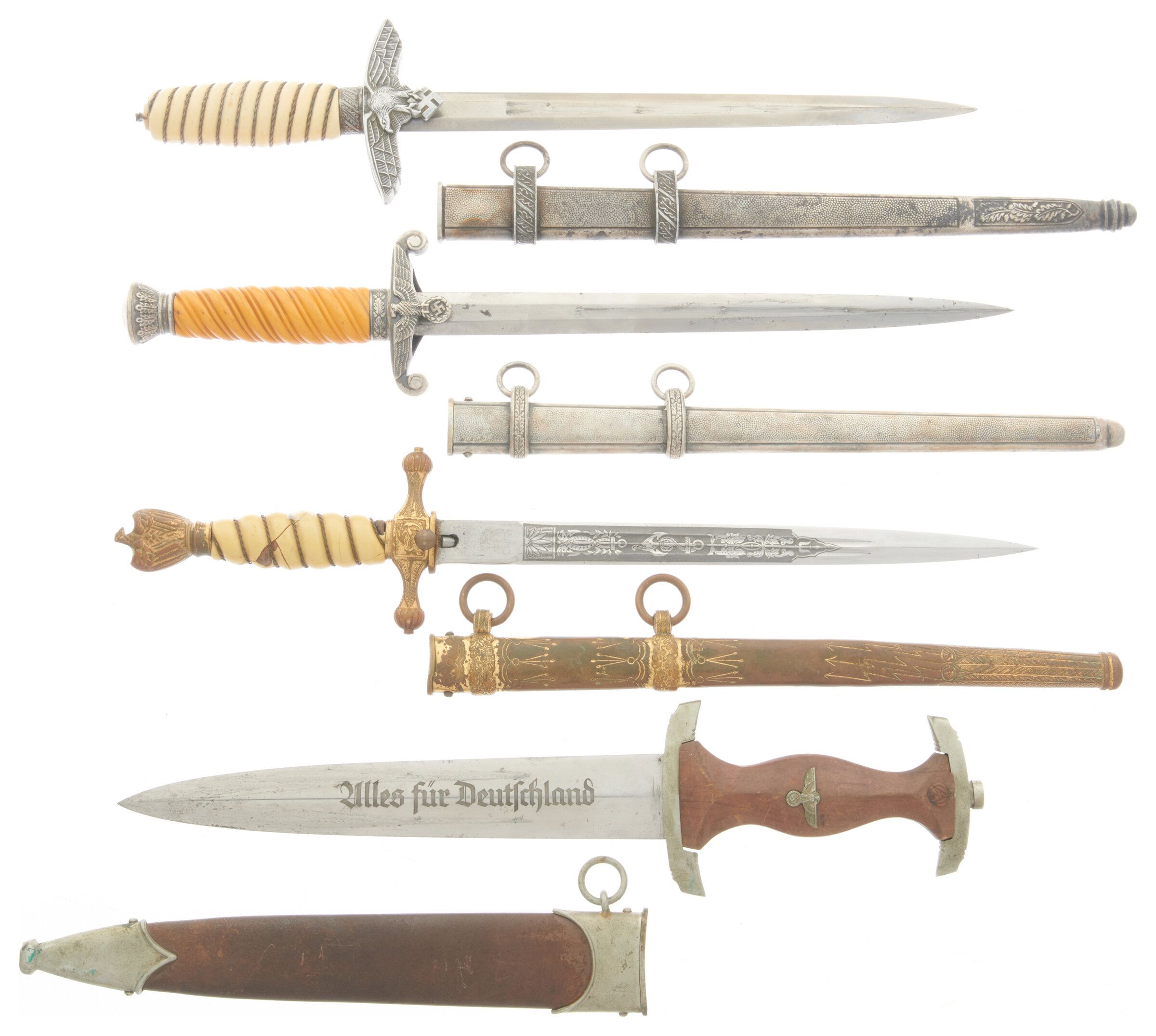 Four World War II Pattern German Daggers with Scabbards | Rock Island ...