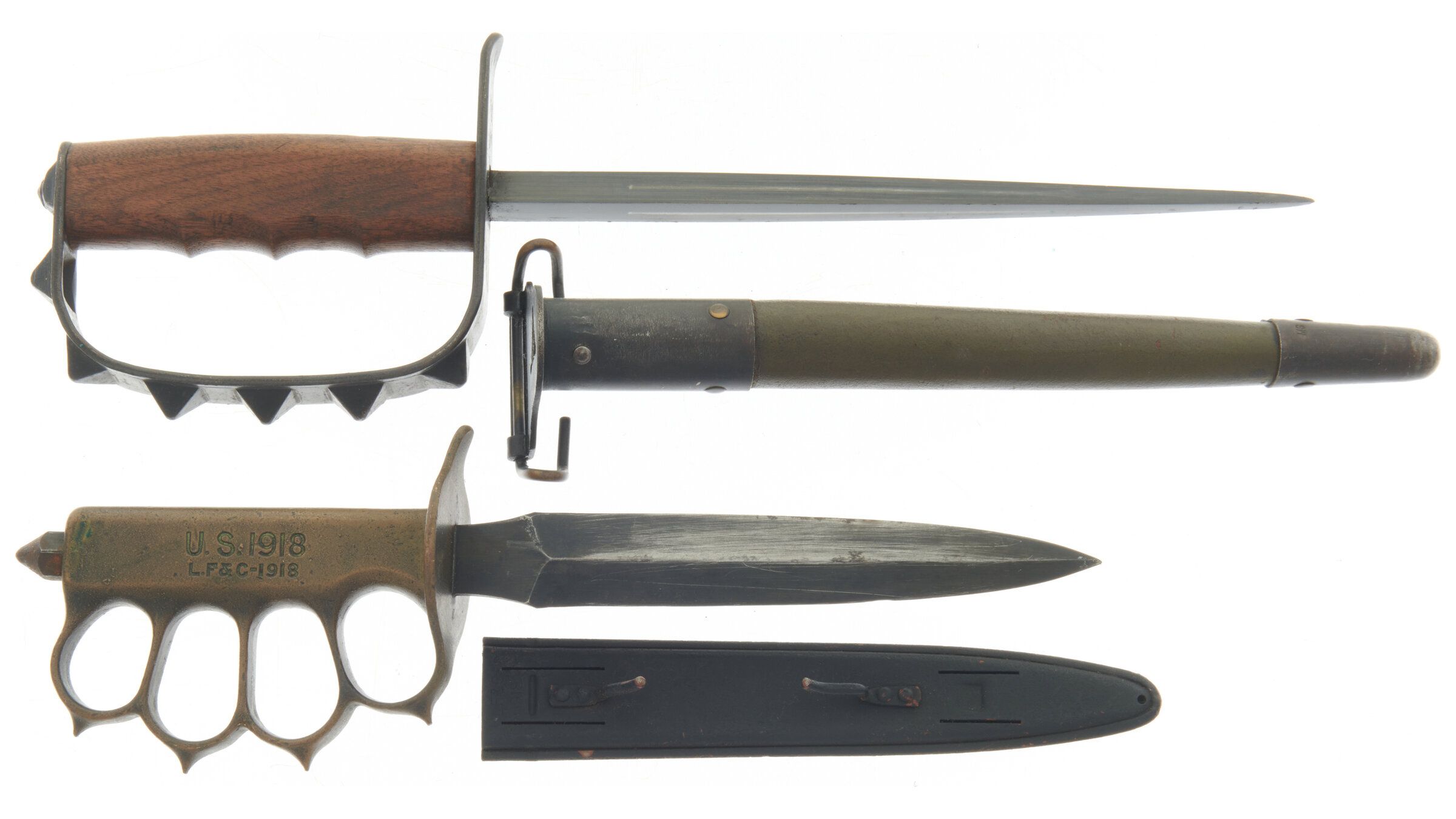 Two U.S. Trench Knives with Sheaths | Rock Island Auction