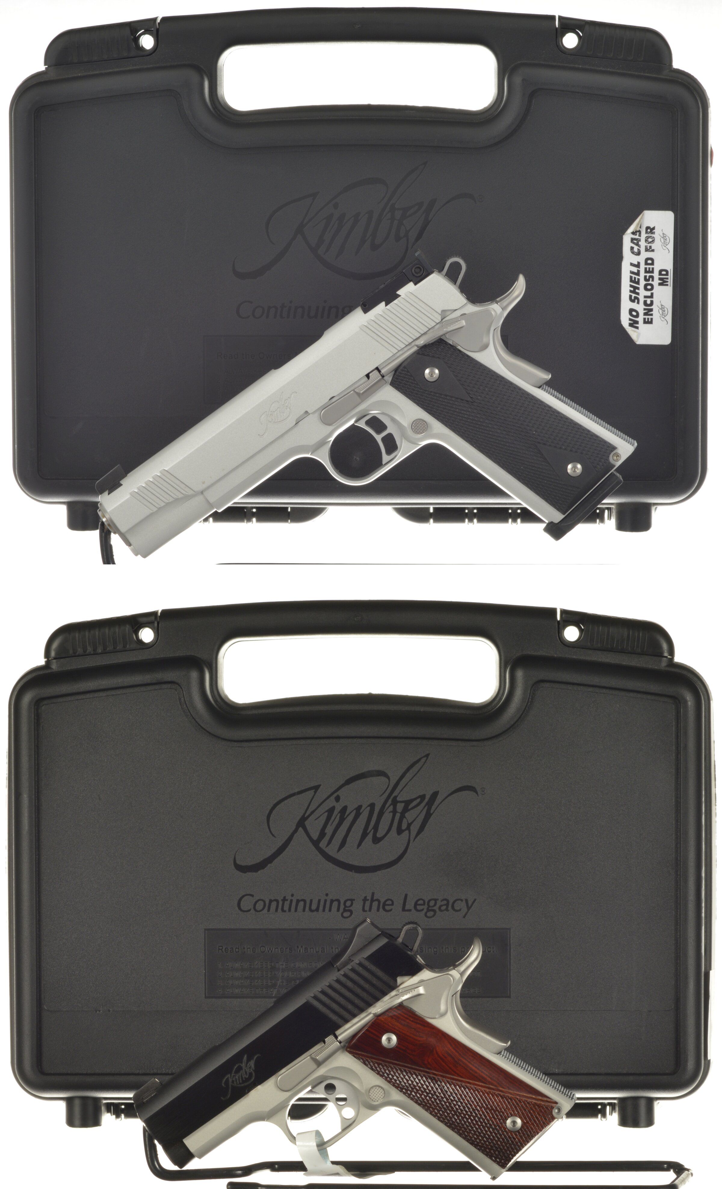 Two Kimber SemiAutomatic Pistols with Cases Rock Island Auction