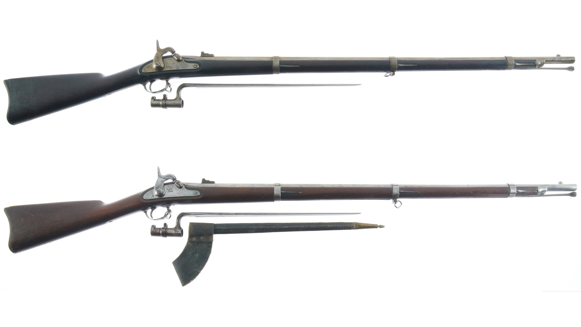 two-civil-war-u-s-1861-contract-rifle-muskets-with-bayonets-rock