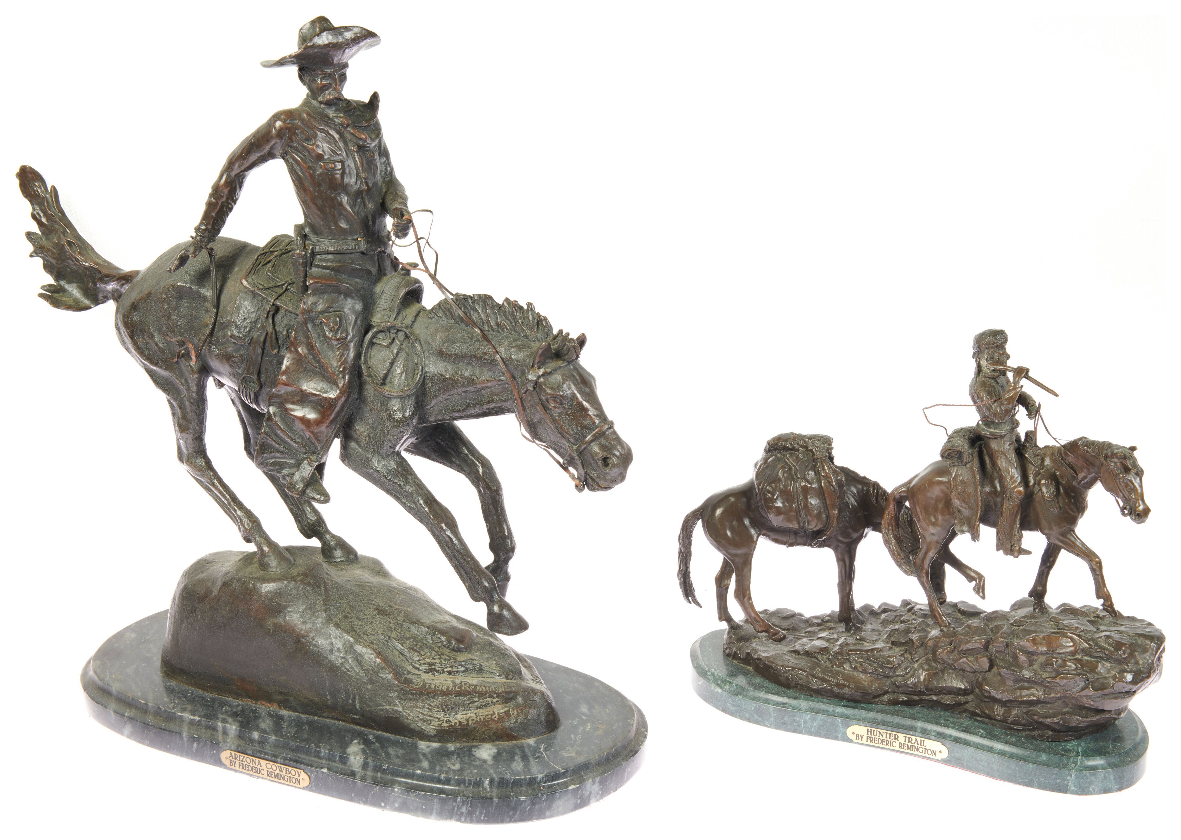 Two Frederic Remington Inspired Bronze Statues Rock Island Auction