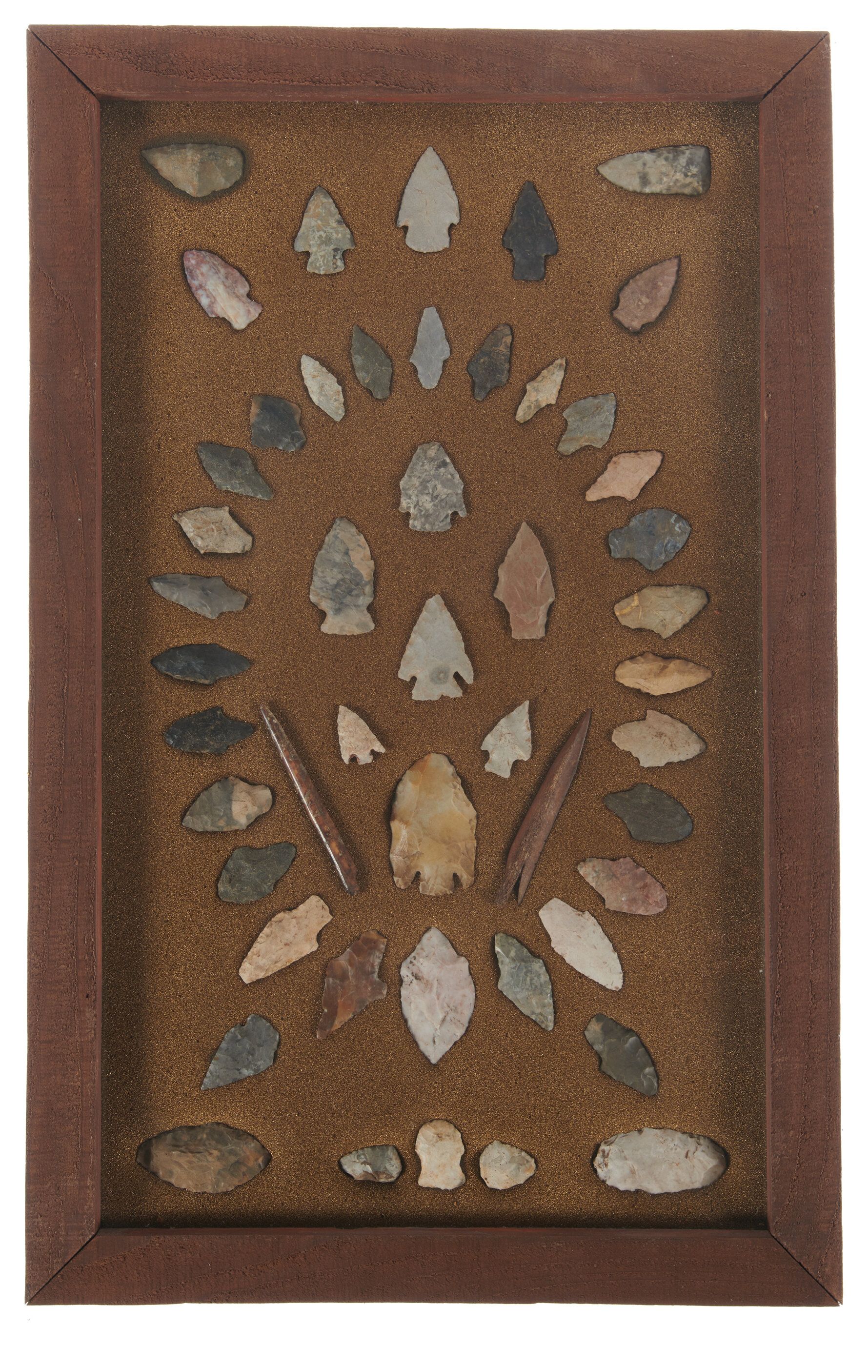 Framed Display Of Stone Arrowheadsstone Points Rock Island Auction