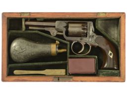 Cased Engraved Adams 1851 Pattern Percussion Revolver