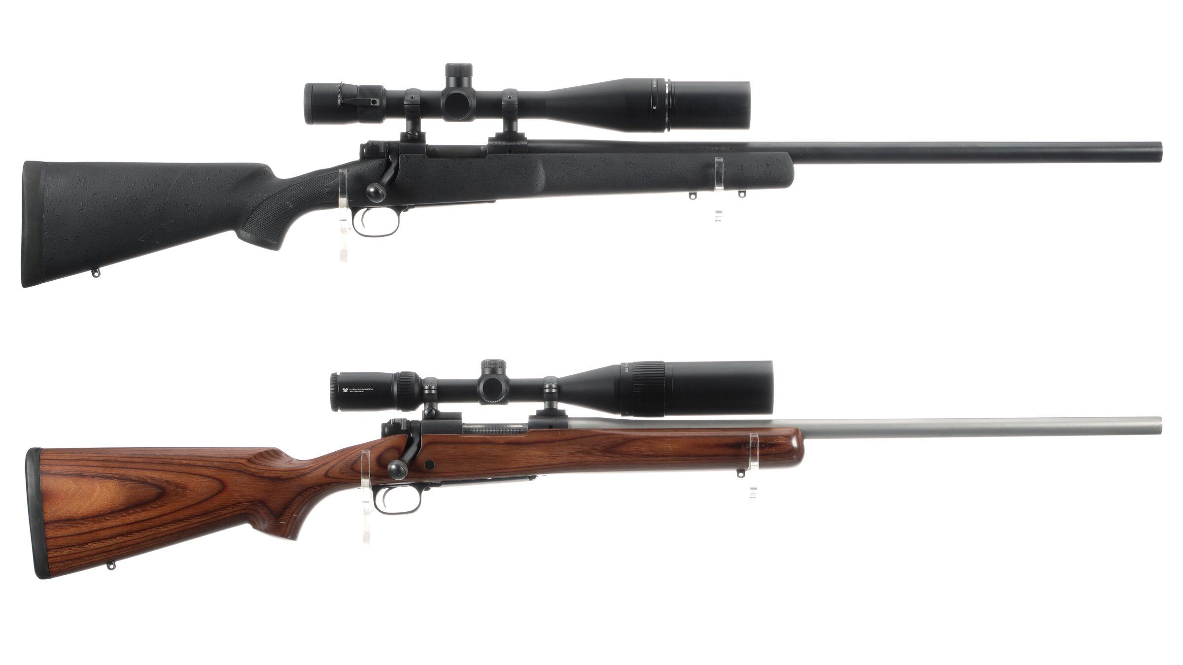 Two Winchester Model 70 Bolt Action Rifles with Scopes Rock Island