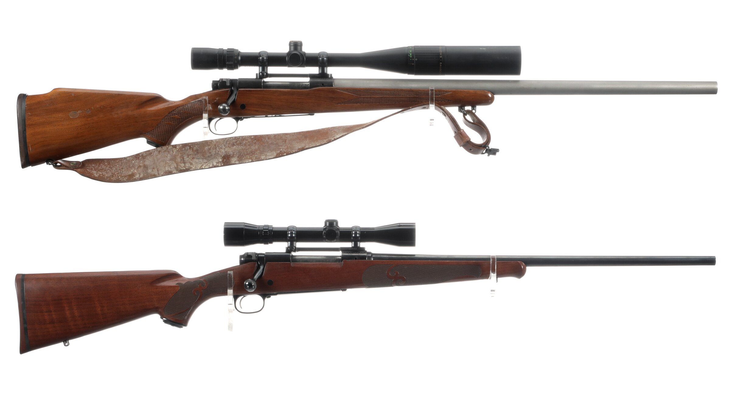 Two Upgraded Winchester Model 70 Bolt Action Rifles with Scopes Rock