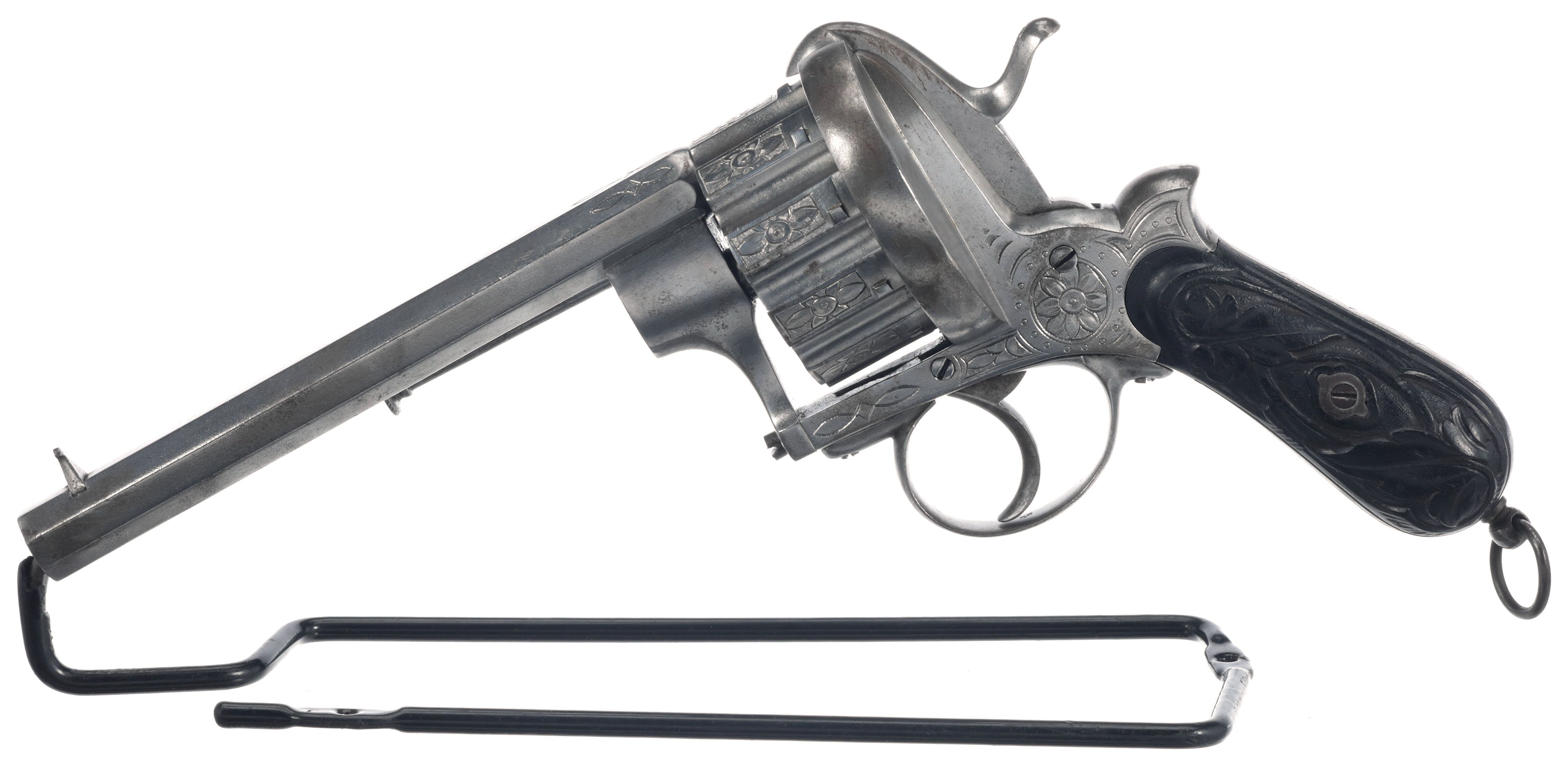 Engraved Chaineux Brevete Ten Shot Pinfire Revolver Rock Island Auction 4679