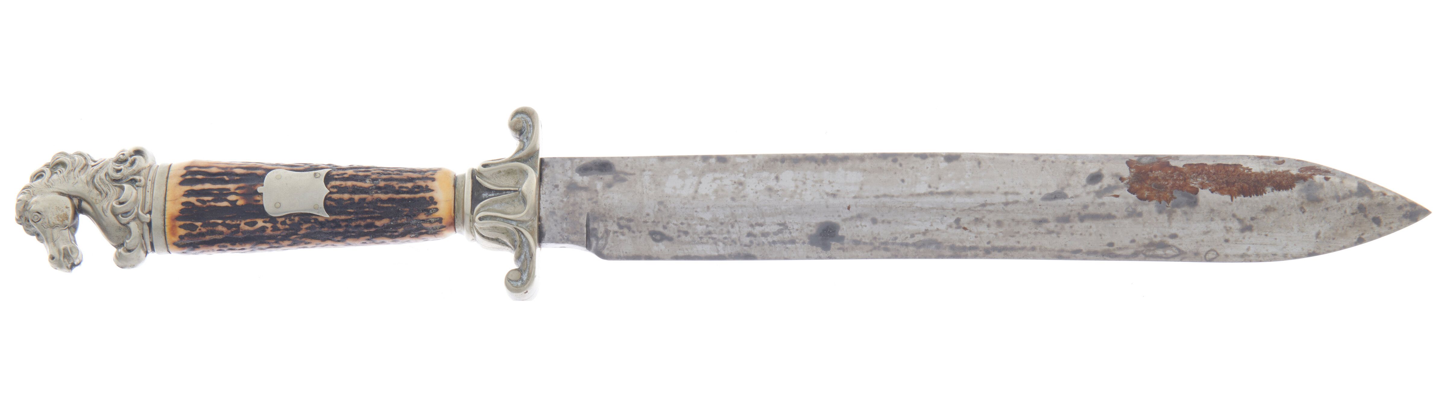 Massive Holdsworth Sheffield Bowie Knife with Horse Head Pommel Rock Island Auction