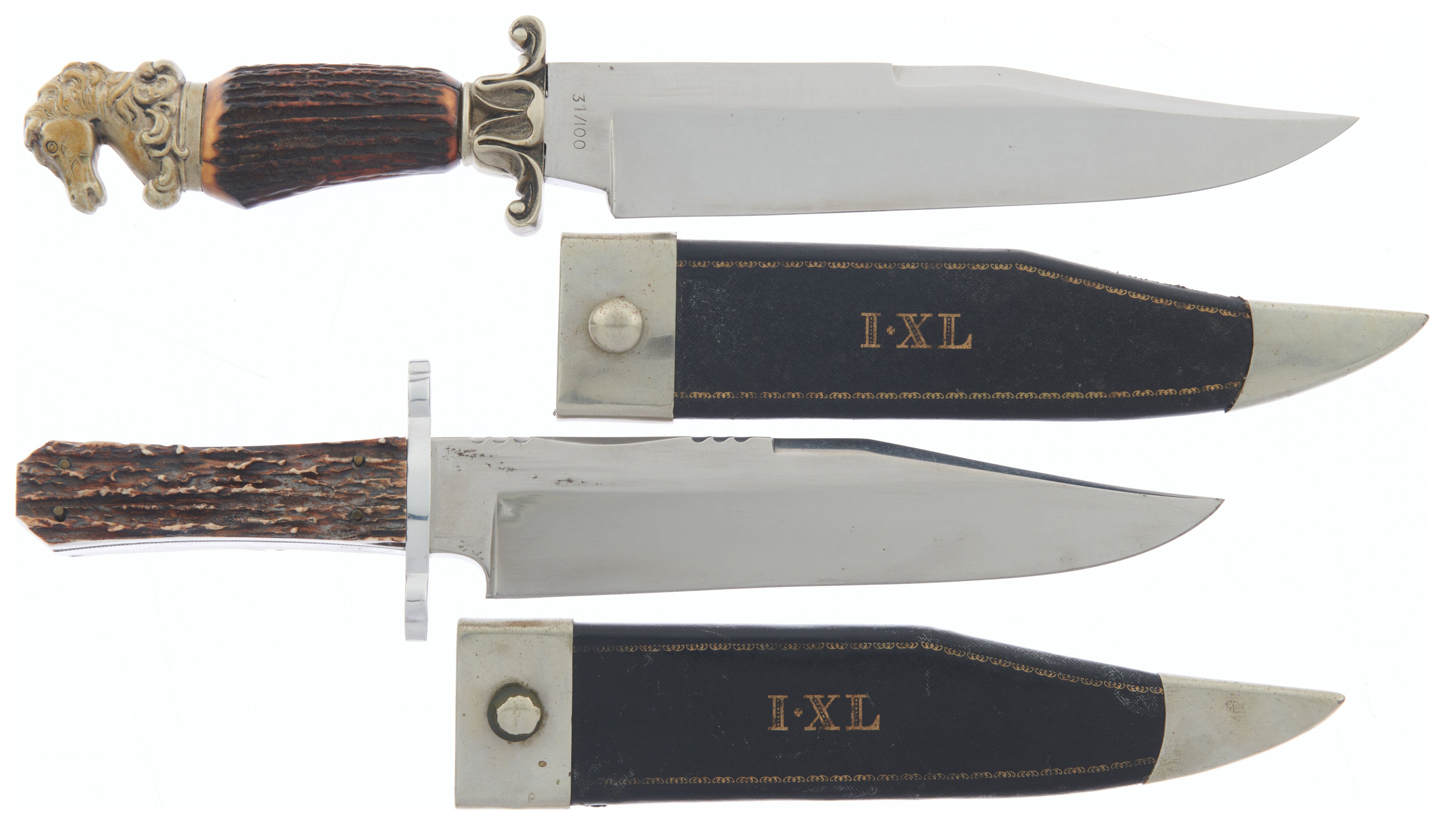 Two Large George Wostenholm Sheffield Bowie Knives with Sheaths | Rock ...