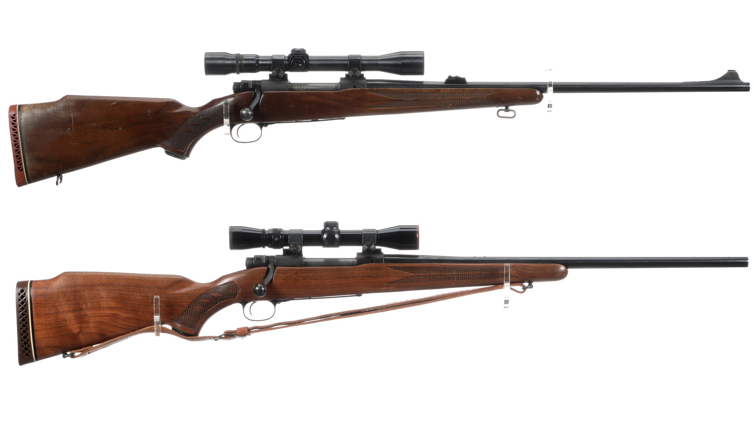 Two Winchester Model 70 Bolt Action Rifles with Scopes Rock Island