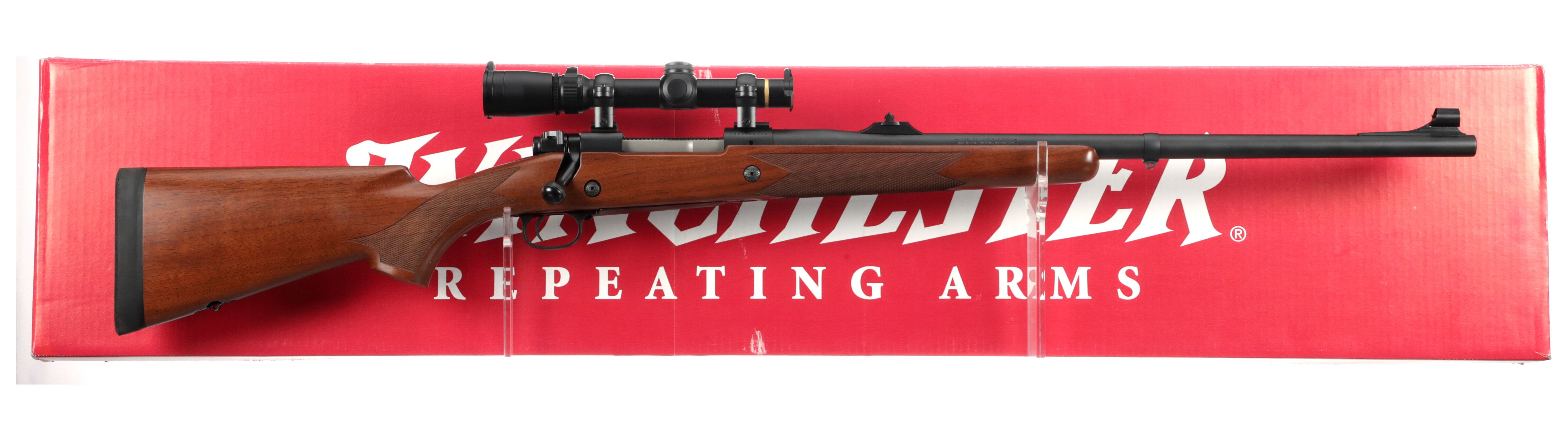 Winchester Model 70 Safari Express Rifle with Scope and Box Rock
