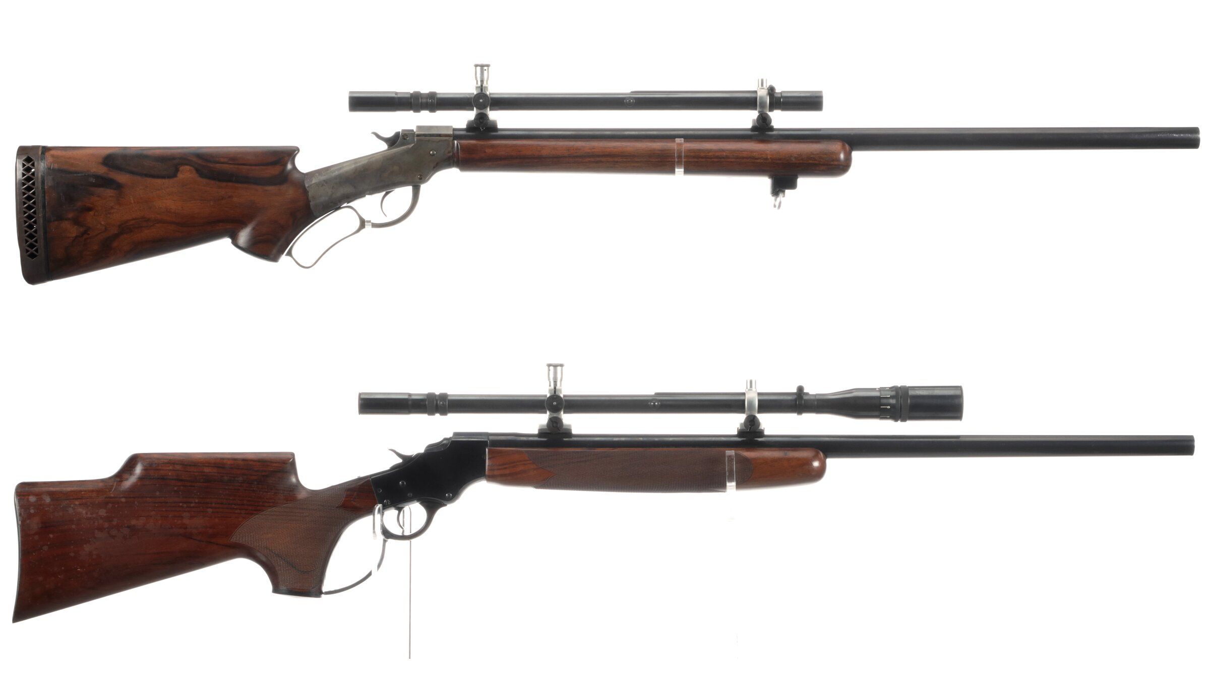 Falling Block Rifles Two American Falling Block Single Shot Rifles with Scopes | Rock Island ...