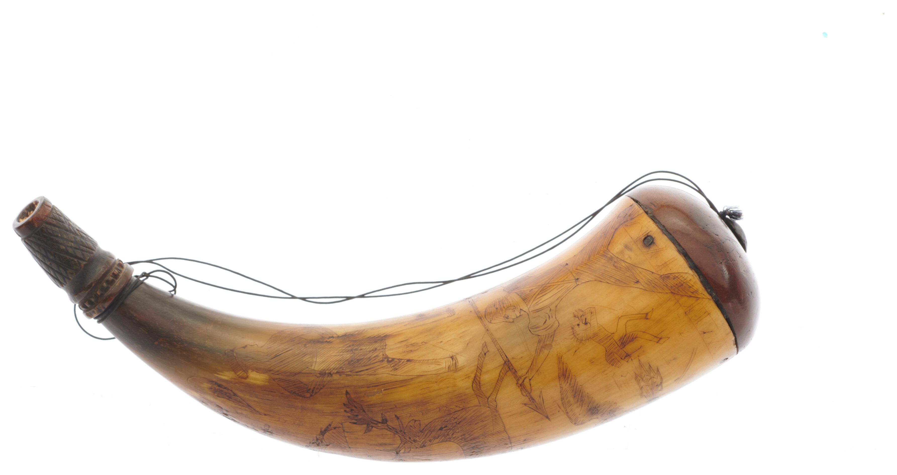 Scrimshawed Powder Horn Rock Island Auction