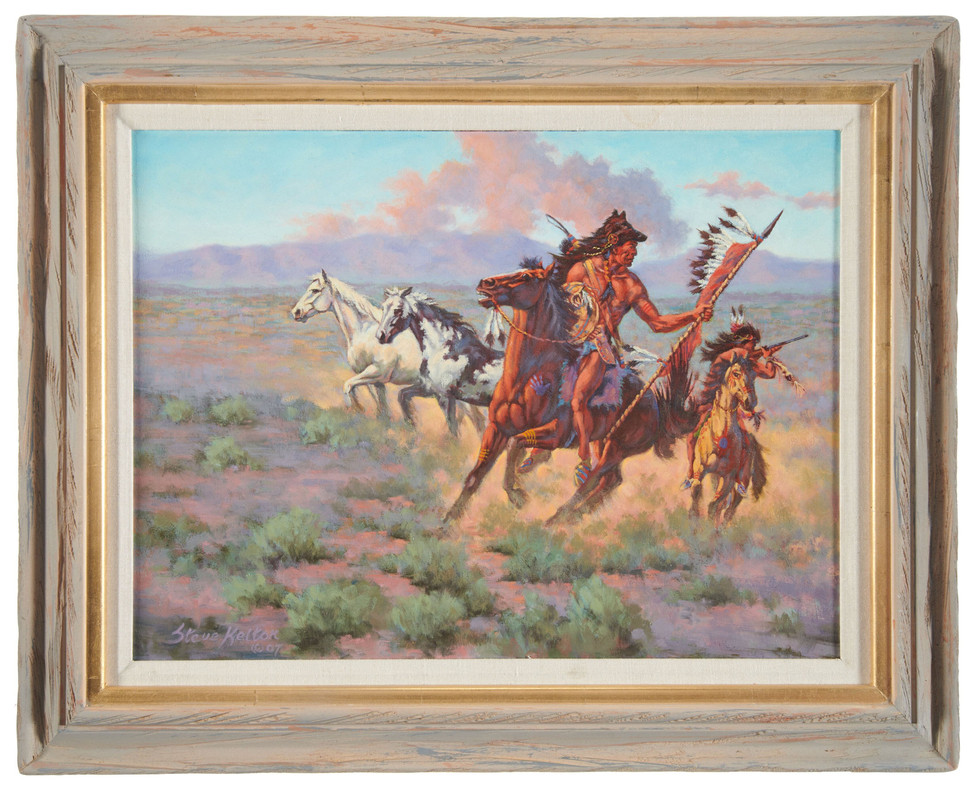 Two Framed Western Themed Oil Paintings by Steve Kelton | Rock Island ...