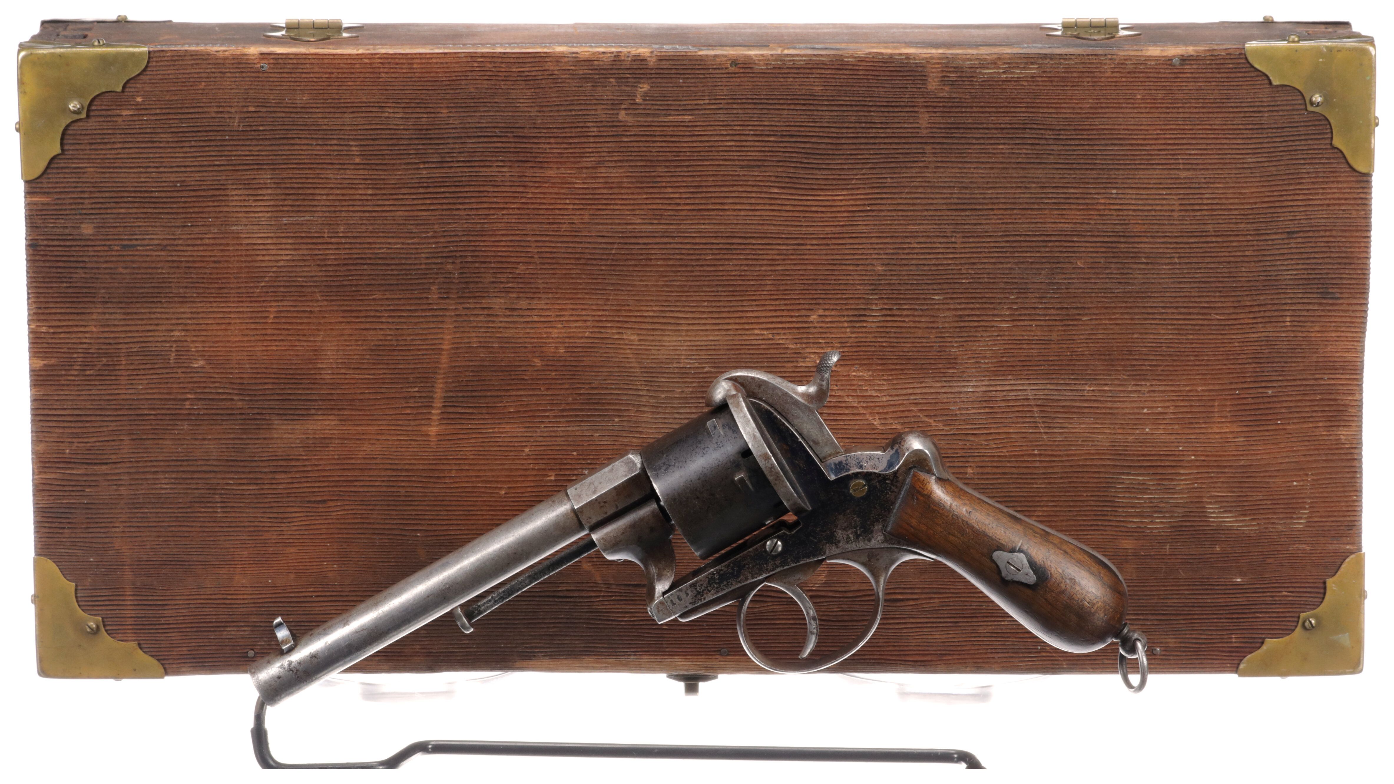 Antique Double Action Pinfire Revolver With Case And Accessories Rock Island Auction 6350