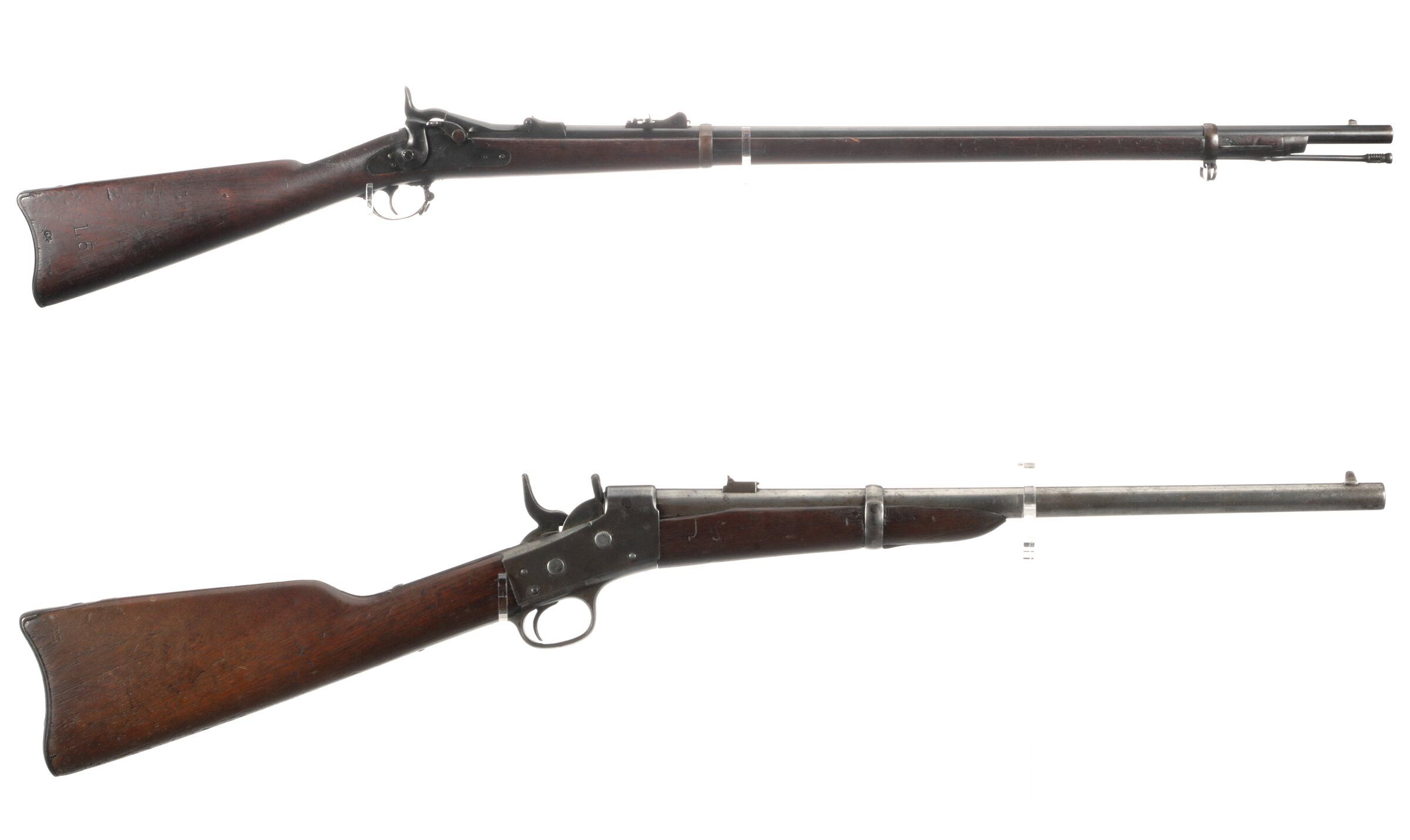 Old Rifle View Two Antique American Single Shot Rifles | Rock Island Auction
