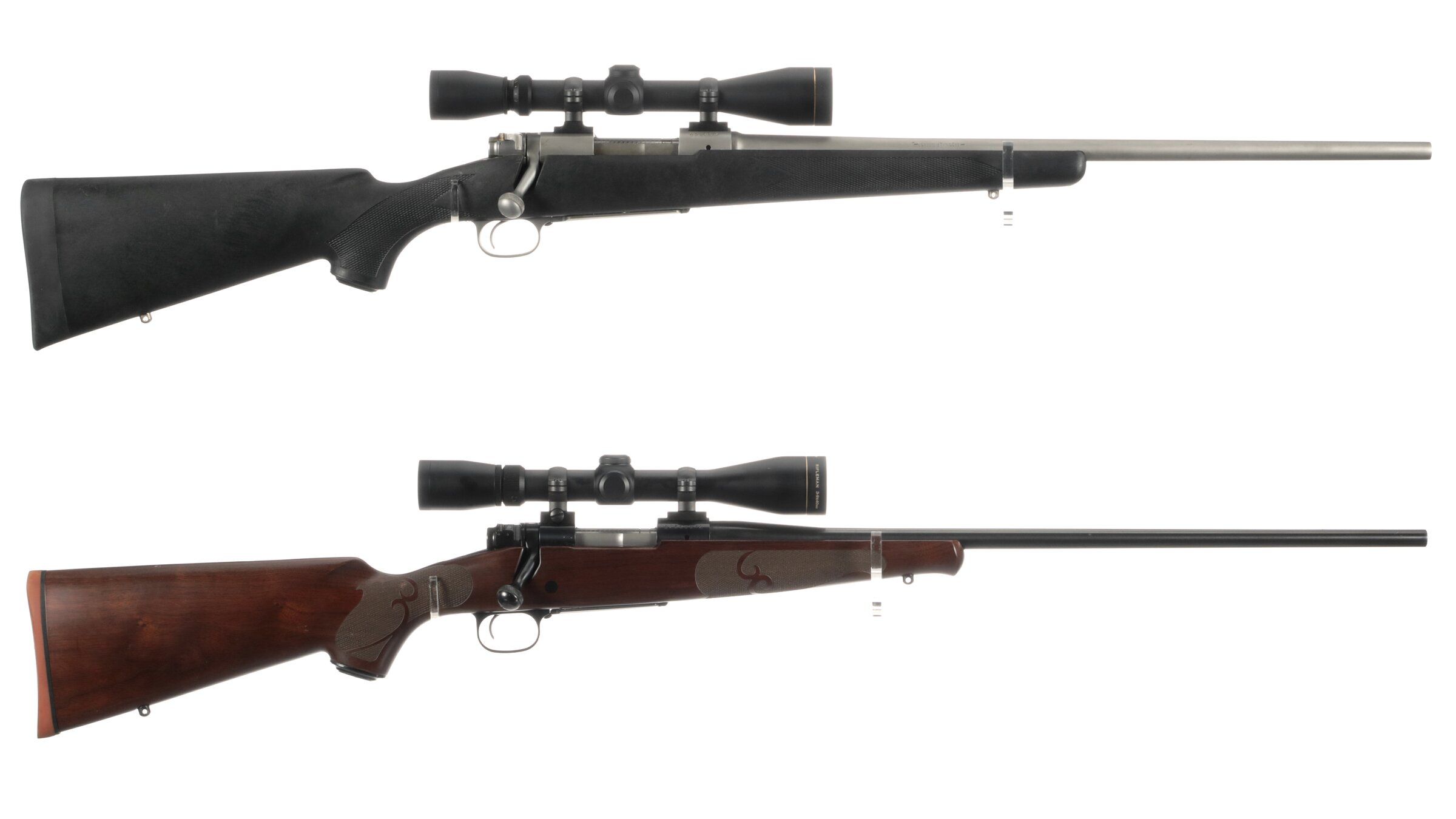 Two Winchester Model 70 Bolt Action Rifles with Scopes Rock Island