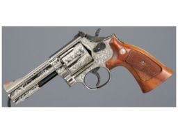 Engraved Smith & Wesson Model 586 Double Action Revolver