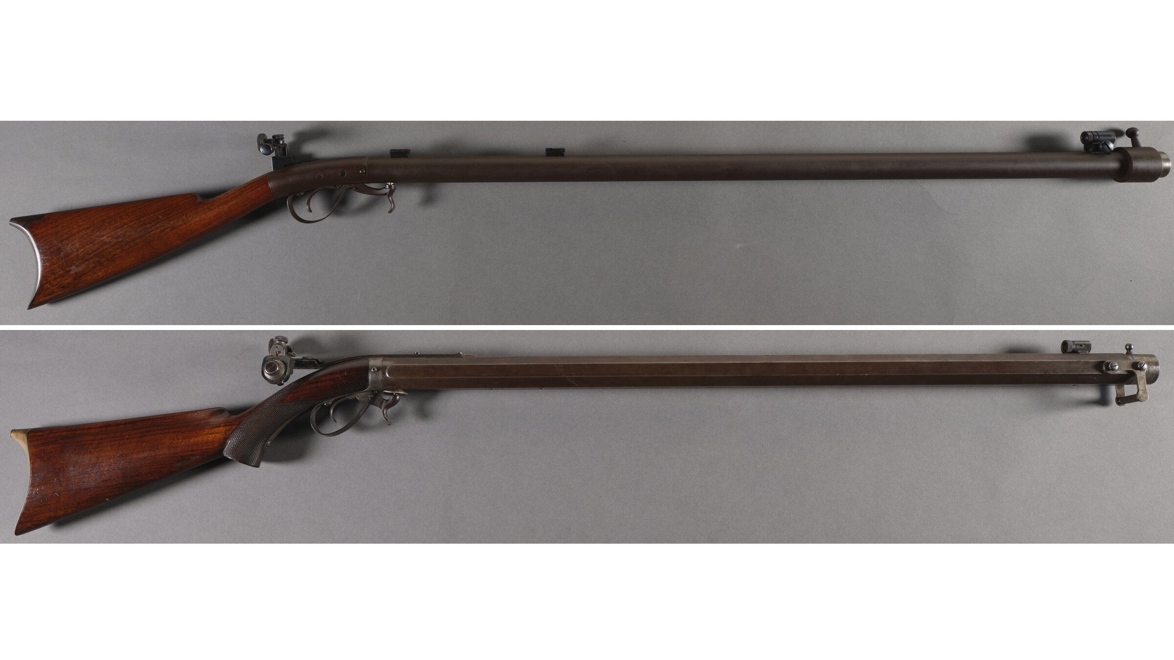 Underhammer Target Rifle Two Underhammer Percussion Target Rifles | Rock Island Auction