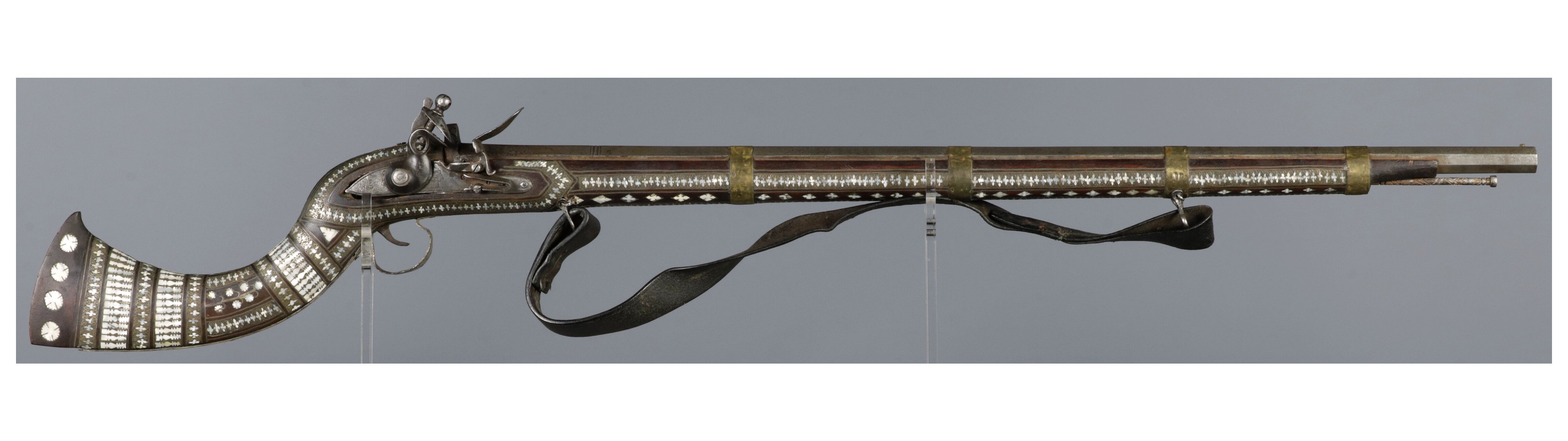Ornate Afghan Jezail Flintlock Rifle with Inlaid Stock | Rock Island ...