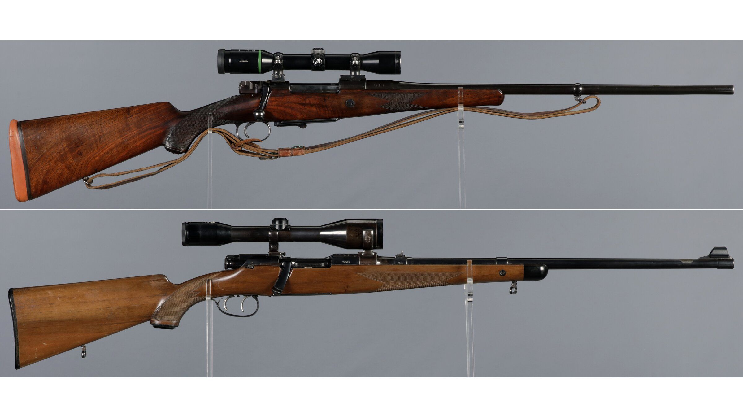 Two Mauser Pattern Bolt Action Rifles with Scopes | Rock Island Auction