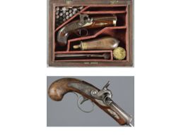 Two Engraved Deringer Percussion Pocket Pistols