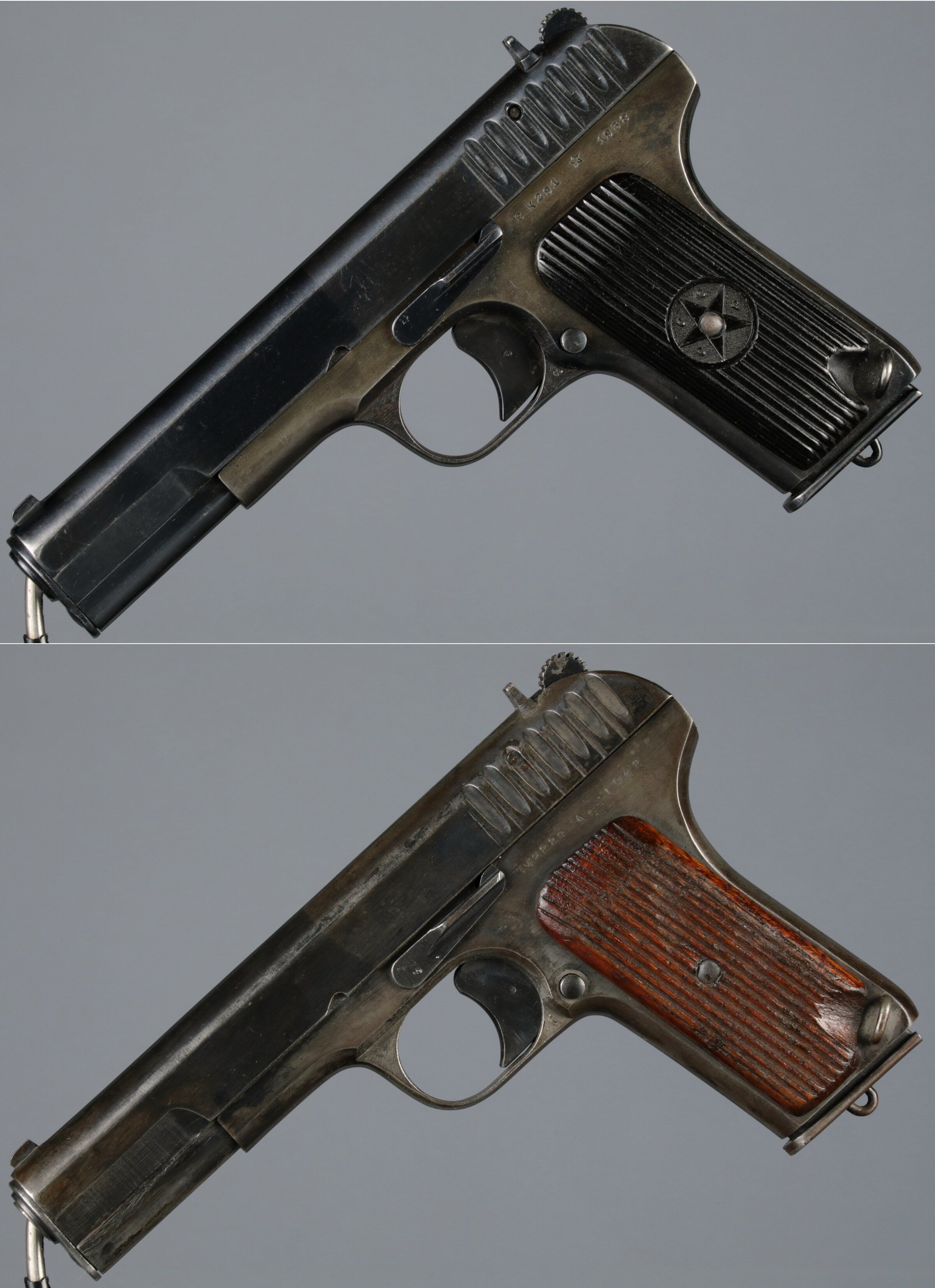 Two World War II Era Soviet TT 33 Tokarev Semi Automatic Pistols Rock two-world-war-ii-era-soviet-tt-33-tokarev-semi-automatic-pistols-rock