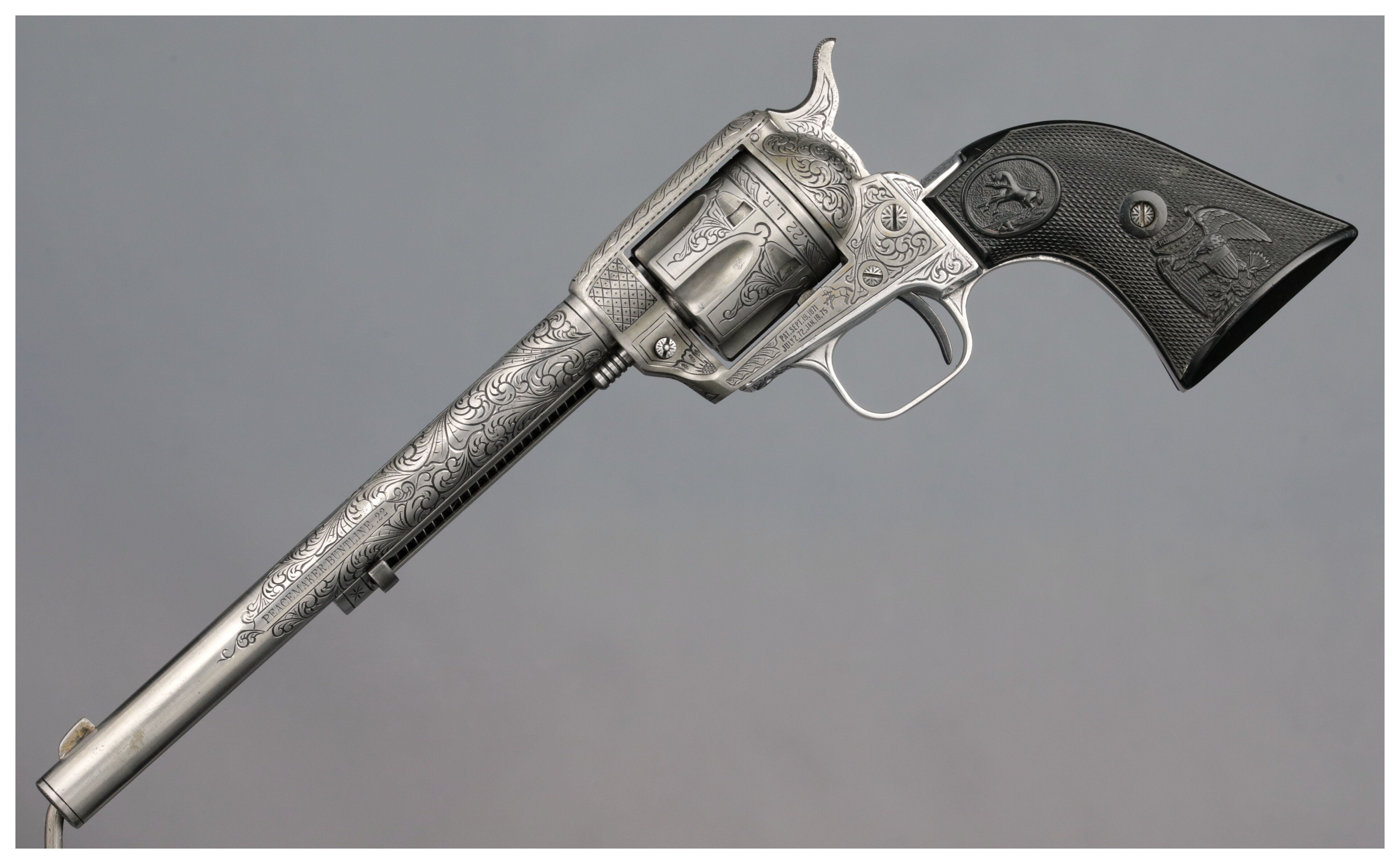 Engraved Colt Peacemaker Buntline 22 Single Action Army Revolver | Rock ...