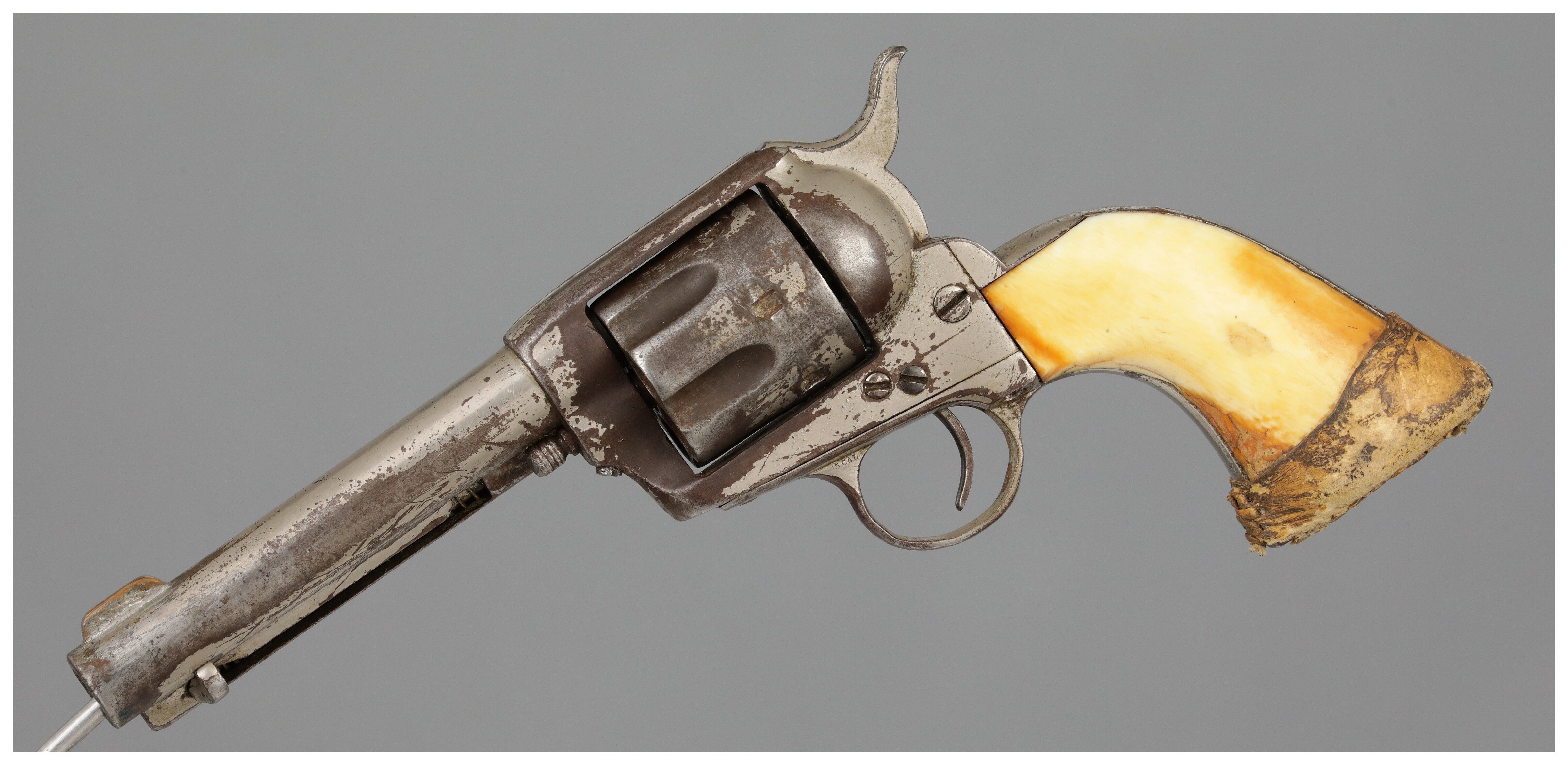 Antique Nickel Colt Single Action Army Revolver with Ivory Grip | Rock ...