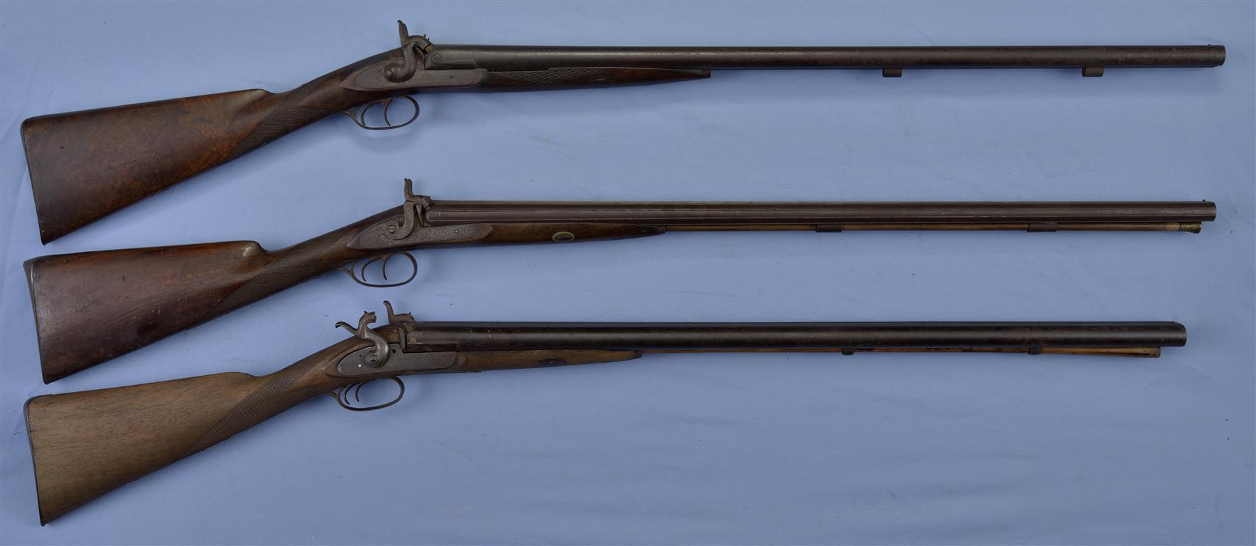 Three Engraved Double Barrel Percussion Shotguns | Rock Island Auction