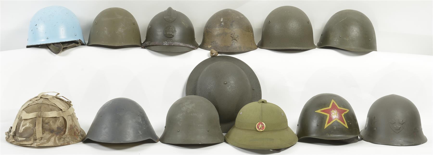 Group of Assorted Military Style Helmets