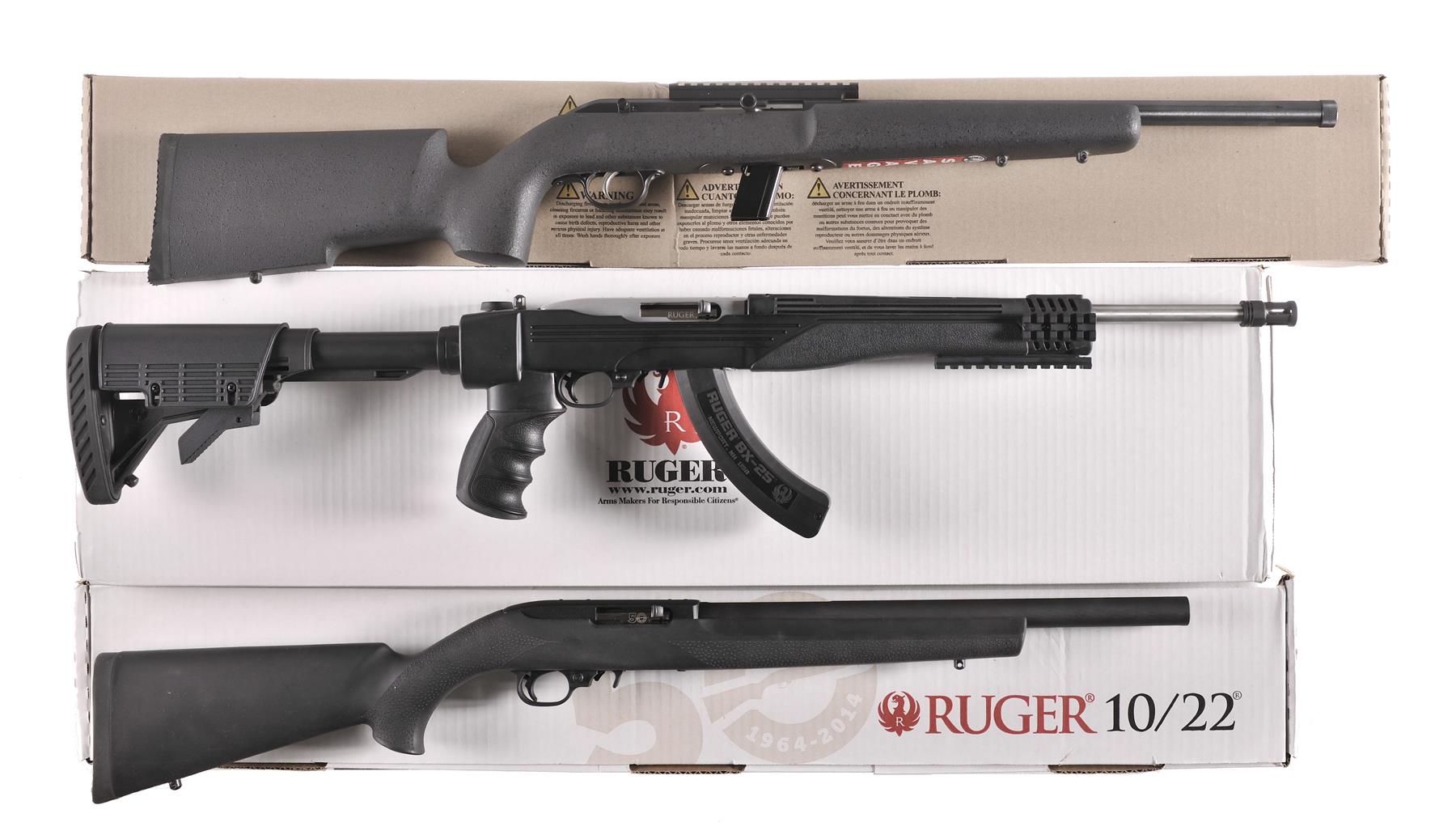 three-rifles-savage-64-ruger-10-22-and-ruger-10-22-anniversary-rock