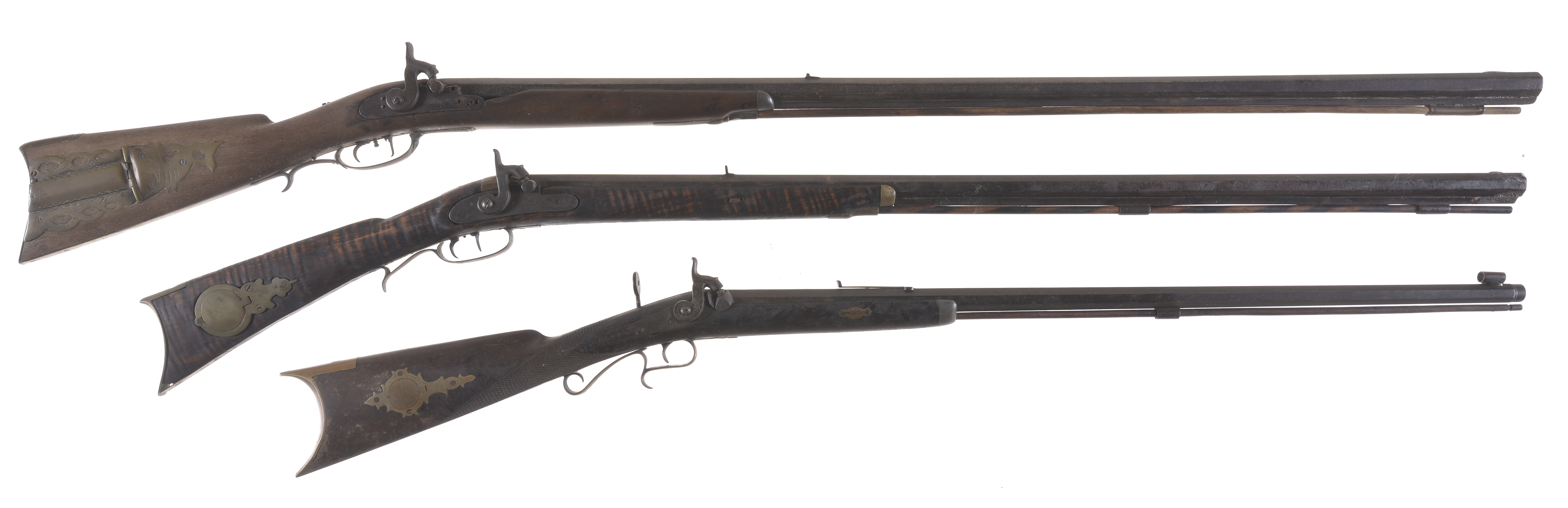 Three Antique Percussion Rifles Rock Island Auction