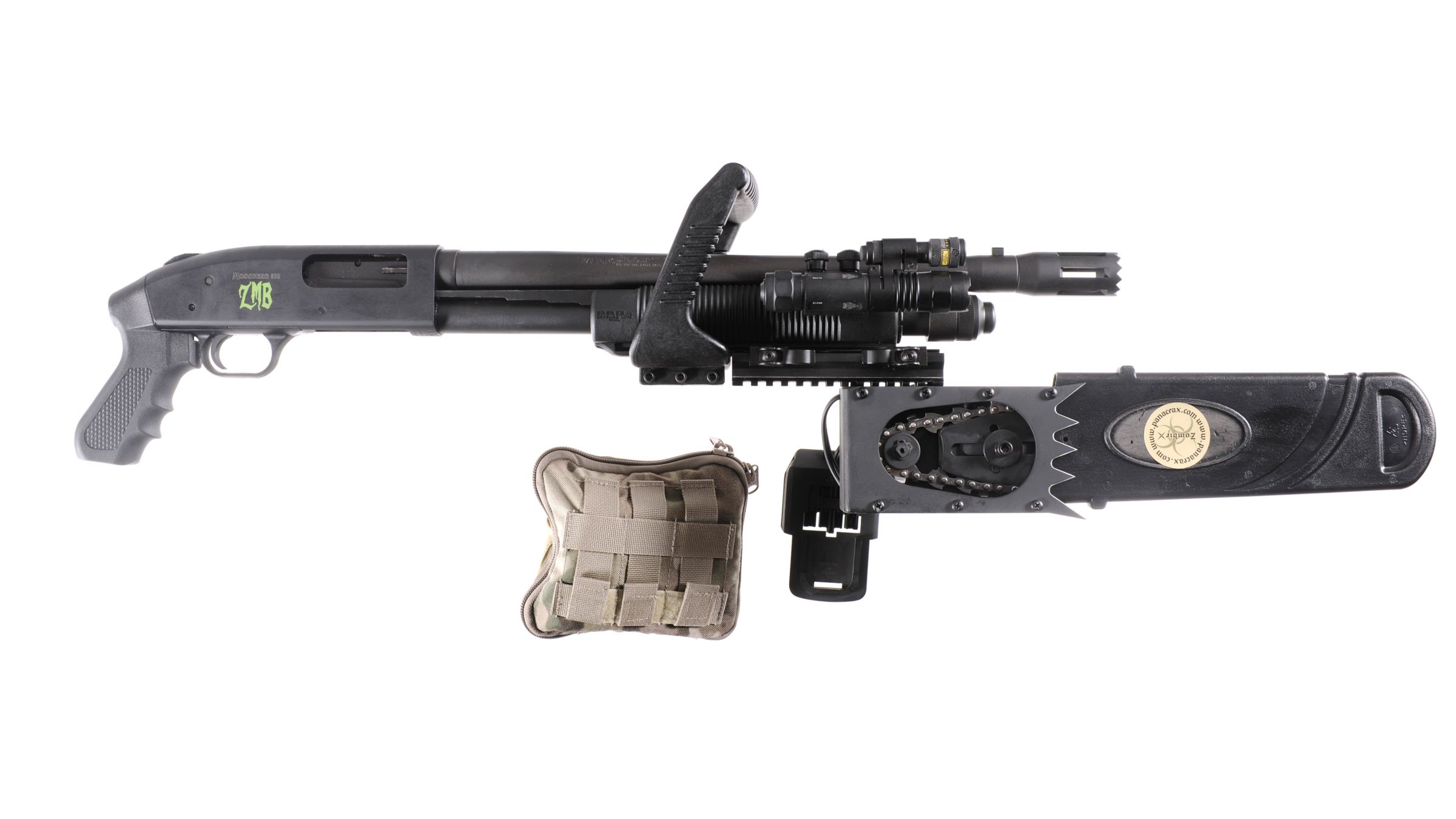 Mossberg Model 500 ZMB Shotgun with Chainsaw Rock Island Auction